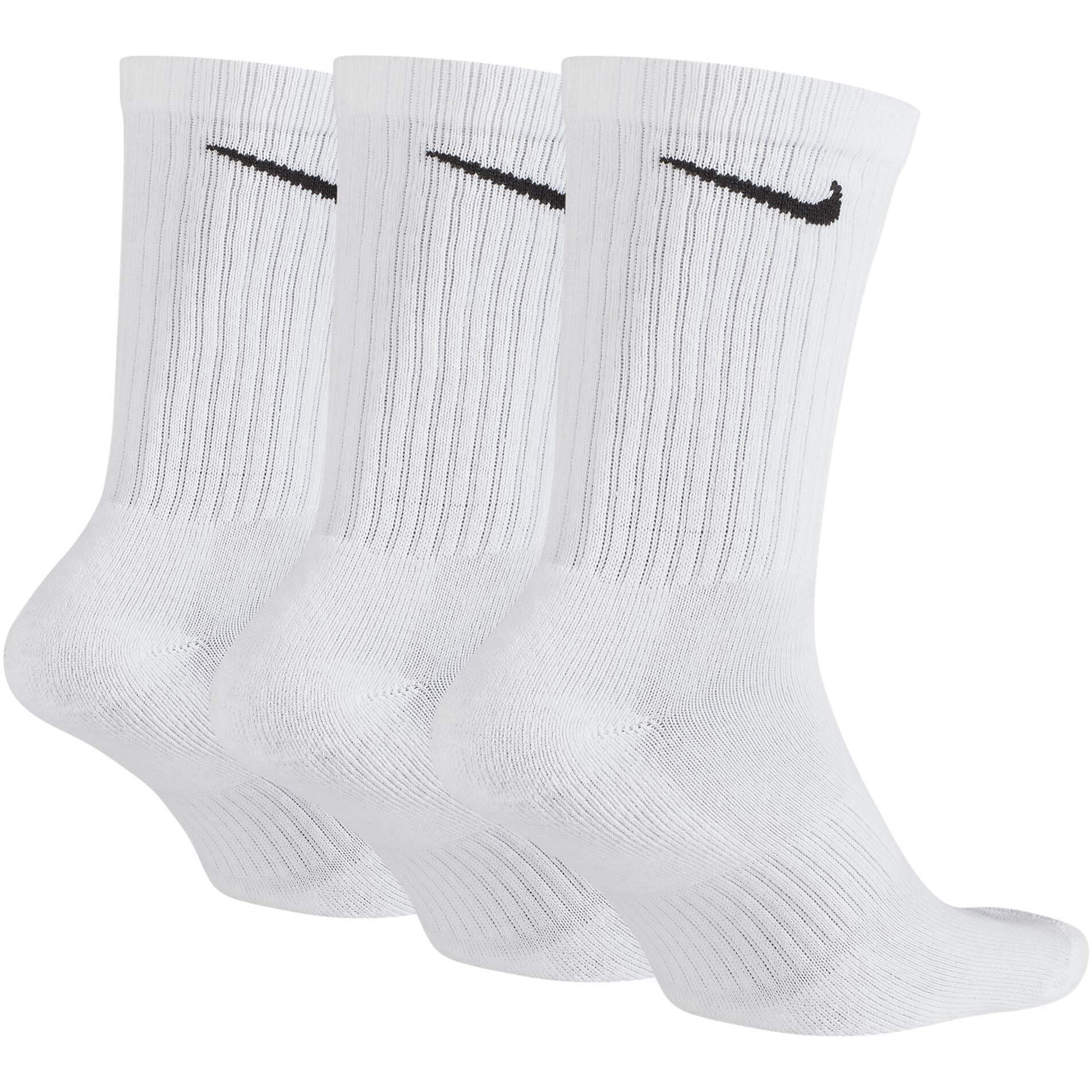 Nike Everyday Cushion Crew Training Socks, Unisex Socks With Sweat-Wicking Technology And Impact Cushioning (3 Pair), White/Black, Large