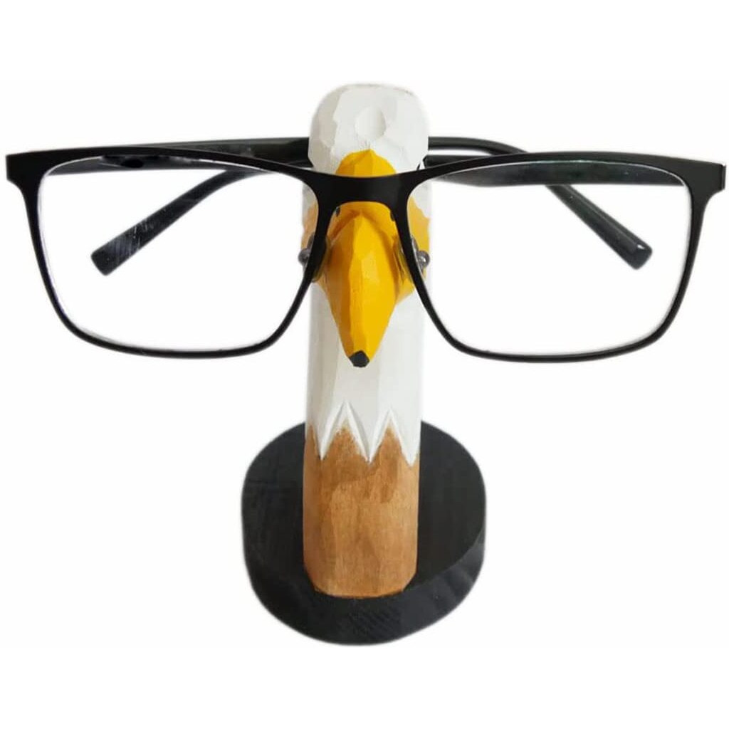 Red Dollar Handmade Wood Carved Animal Eyeglass Holder, Cute Sunglasses Display Stand, Nightstand Home Office Desk Decor, Christmas Holiday New Year Business Gift For Men Women Adults (Eagle)