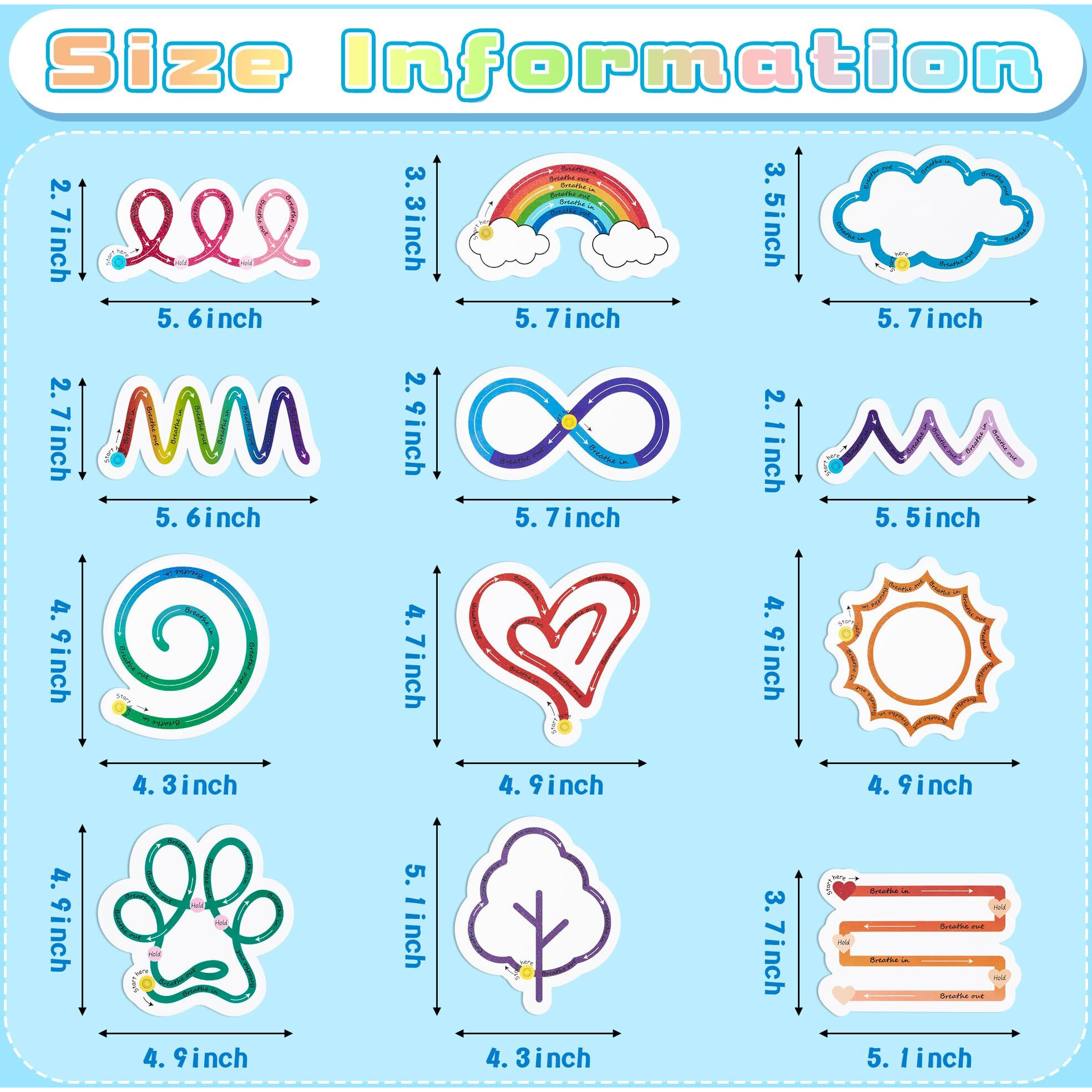 H1Vojoxo 48Pcs Breath Calm Anxiety Sensory Stickers Calm Strips For Anxiety Sensory Stickers Anti Stress Tactile Rough Textured Sticker For Desk And Phone Stress Anxiety Relief Adhesive For Kids Adult