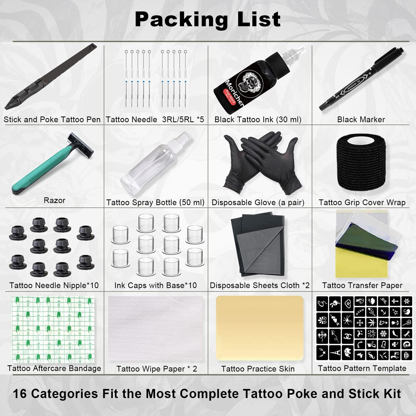 Moricher Hand Poke A Stick Tattoo Kit Diy Tattoo Tool Kit Tattoo Practice Kit For Beginners Complete Tattoo Kit