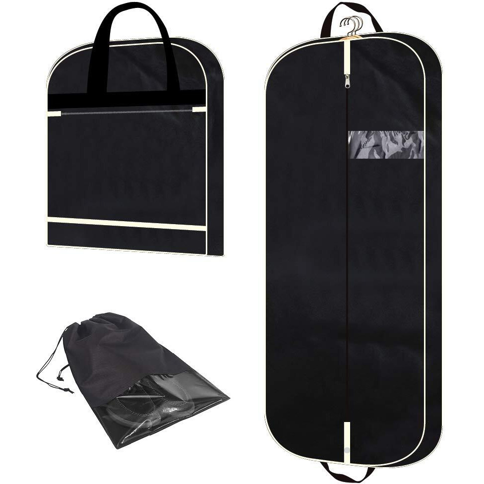 54"" Garment Bag With Extra Large Pockets For Travel, Gusseted Suit Cover Mens Womens Foldable Hanging Bags For Clothes Shirts Dresses Coats