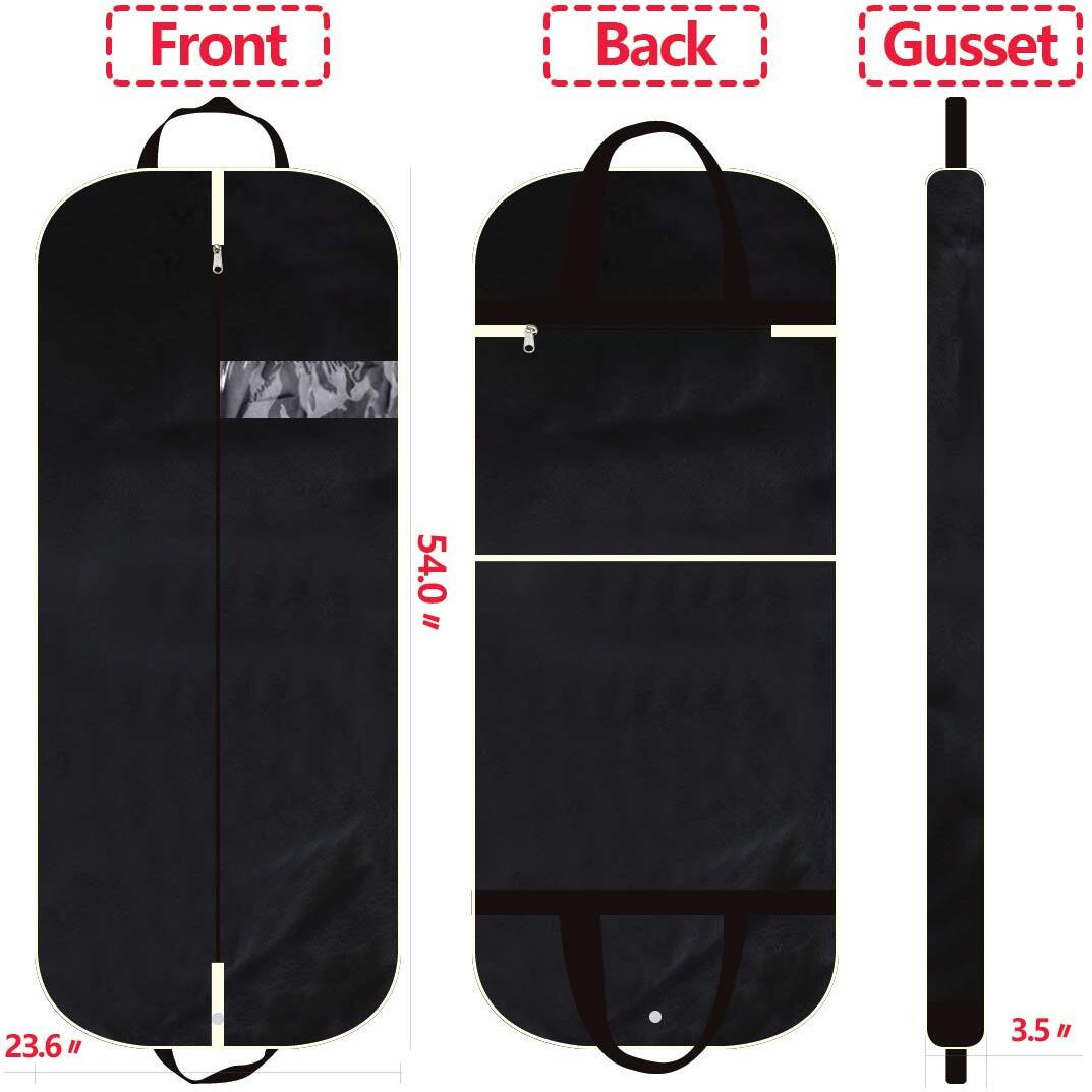 54"" Garment Bag With Extra Large Pockets For Travel, Gusseted Suit Cover Mens Womens Foldable Hanging Bags For Clothes Shirts Dresses Coats