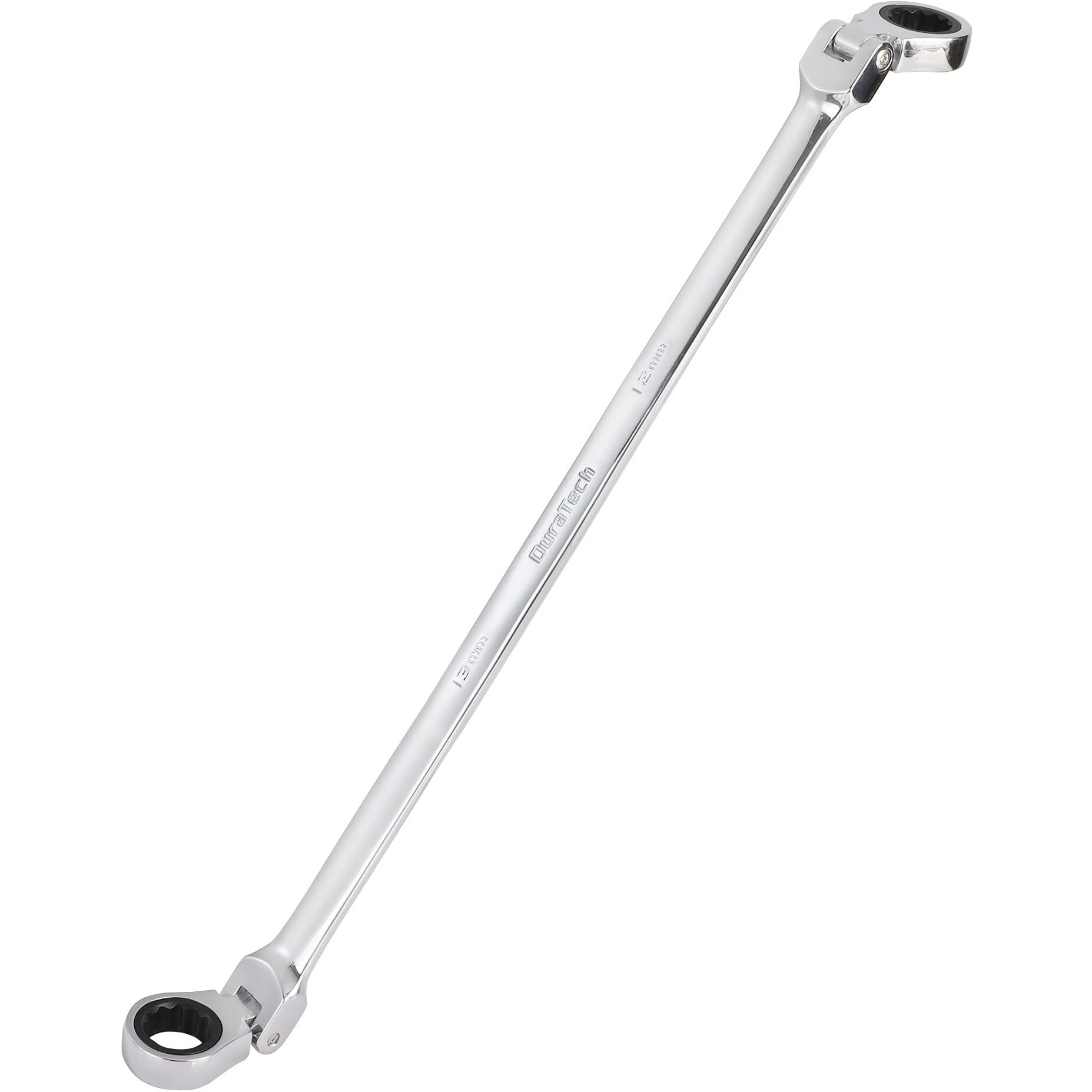 Duratech 12 * 13Mm Extra Long Flex-Head Ratcheting Wrench, Metric, Cr-V Steel