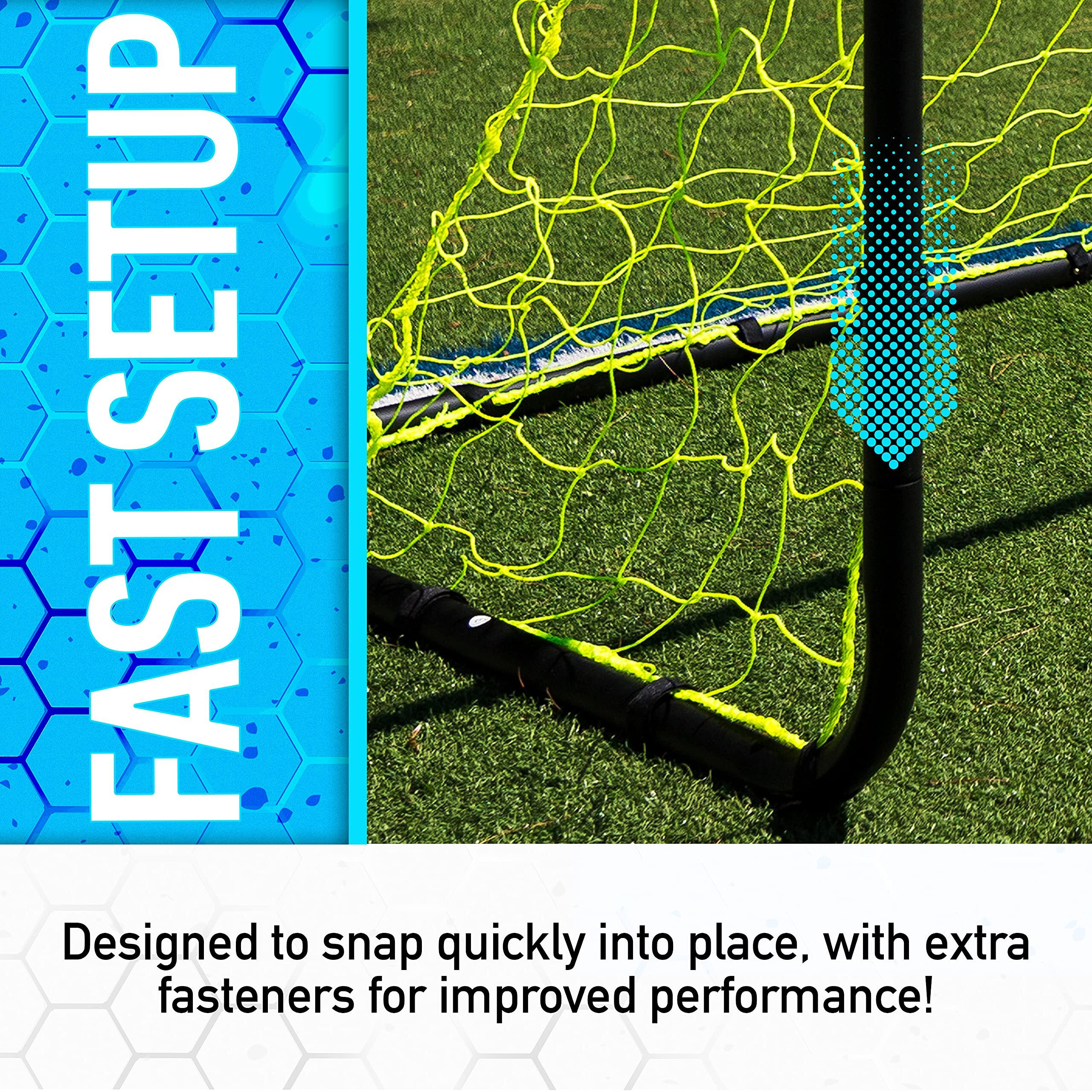 Franklin Sports Competition Soccer Goal - Steel Backyard Soccer Goal With All Weather Net - Includes 6 Ground Stakes - 6'X4' Soccer Goal - Black