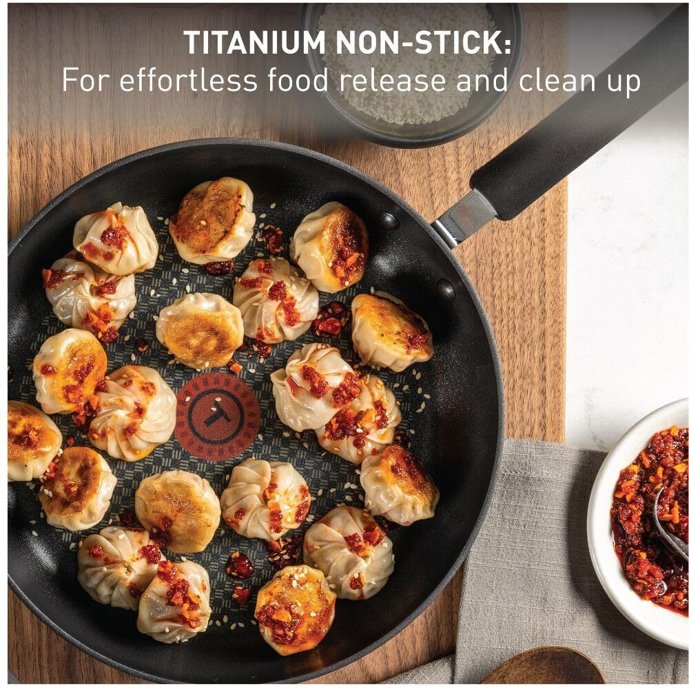T-Fal Ultimate Hard Anodized Nonstick Fry Pan With Lid 10 Inch, Oven Broiler Safe 400F, Lid Safe 350F, Cookware, Kitchen, Home, Versatile Frying Pan, Skillet, Pots And Pans, Dishwasher Safe, Black