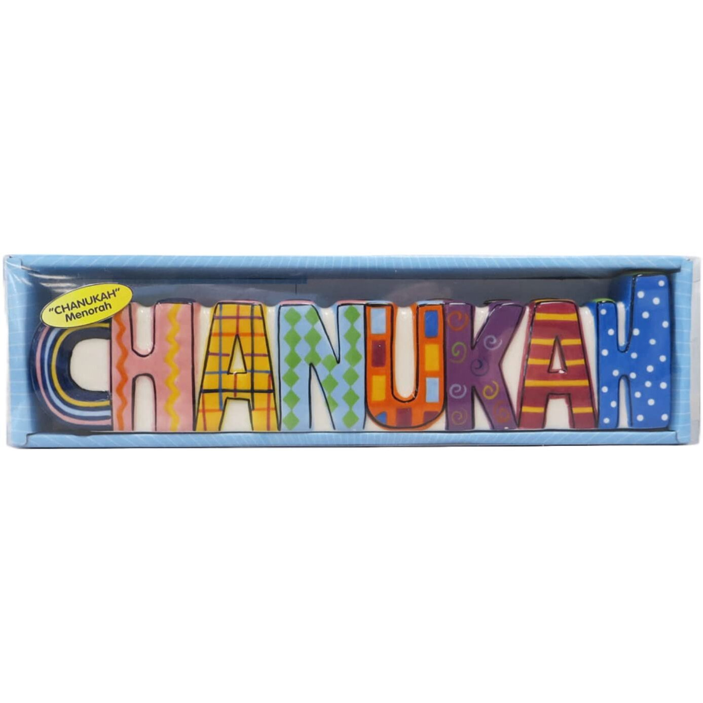Rite Lite Chanukah Multicolor Menorah - Hand Painted Ceramic Colorful Menorah Whimsical Designs Kids For Hanukkah Gifts Jewish Holiday Party Favors Festival Of Lights