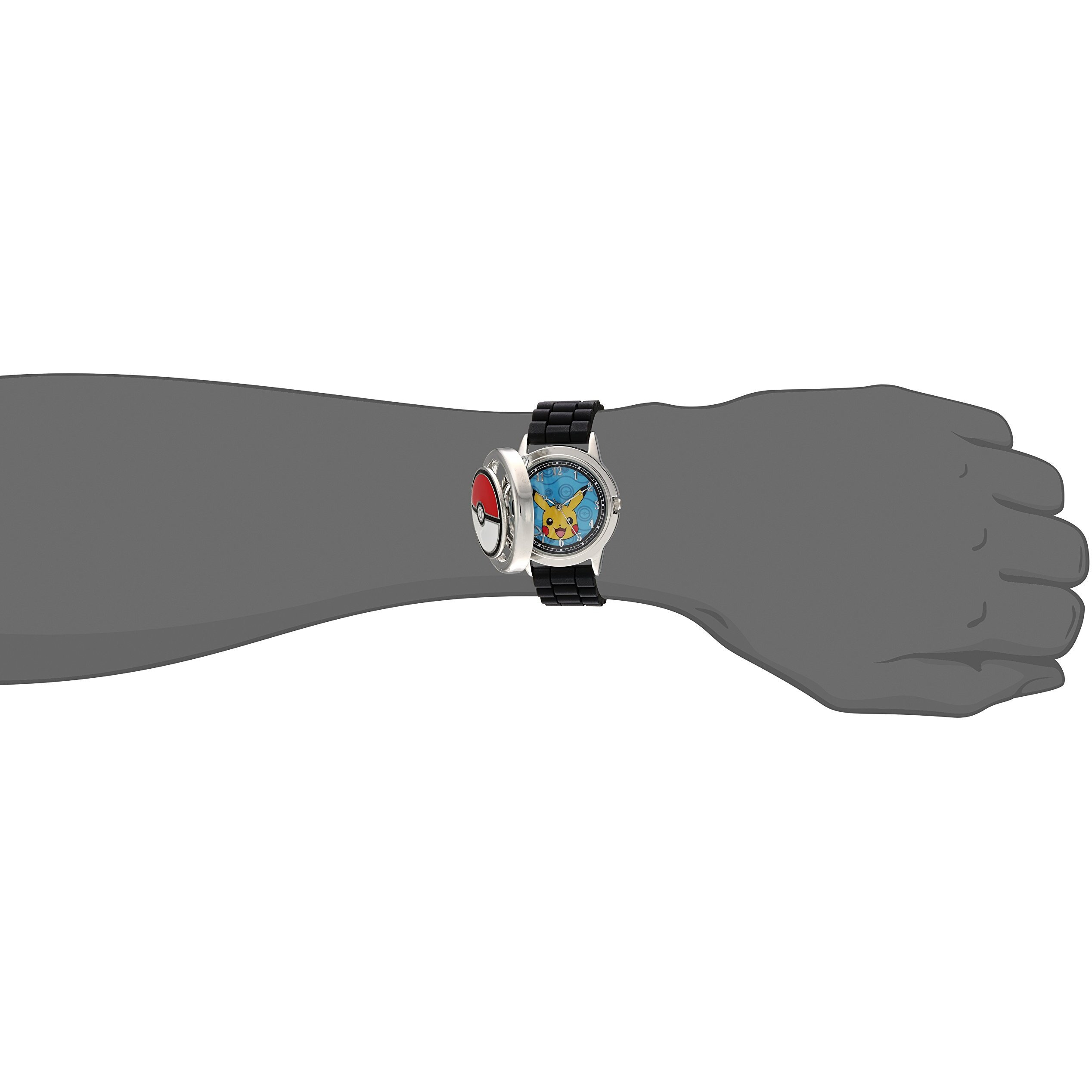 Accutime Pokemon Pikachu Pok   Ball Spinner Watch, Blue Face, Black Silicone Strap, Quartz Movement, Fun Gift For All Ages - (Pok9025Az)