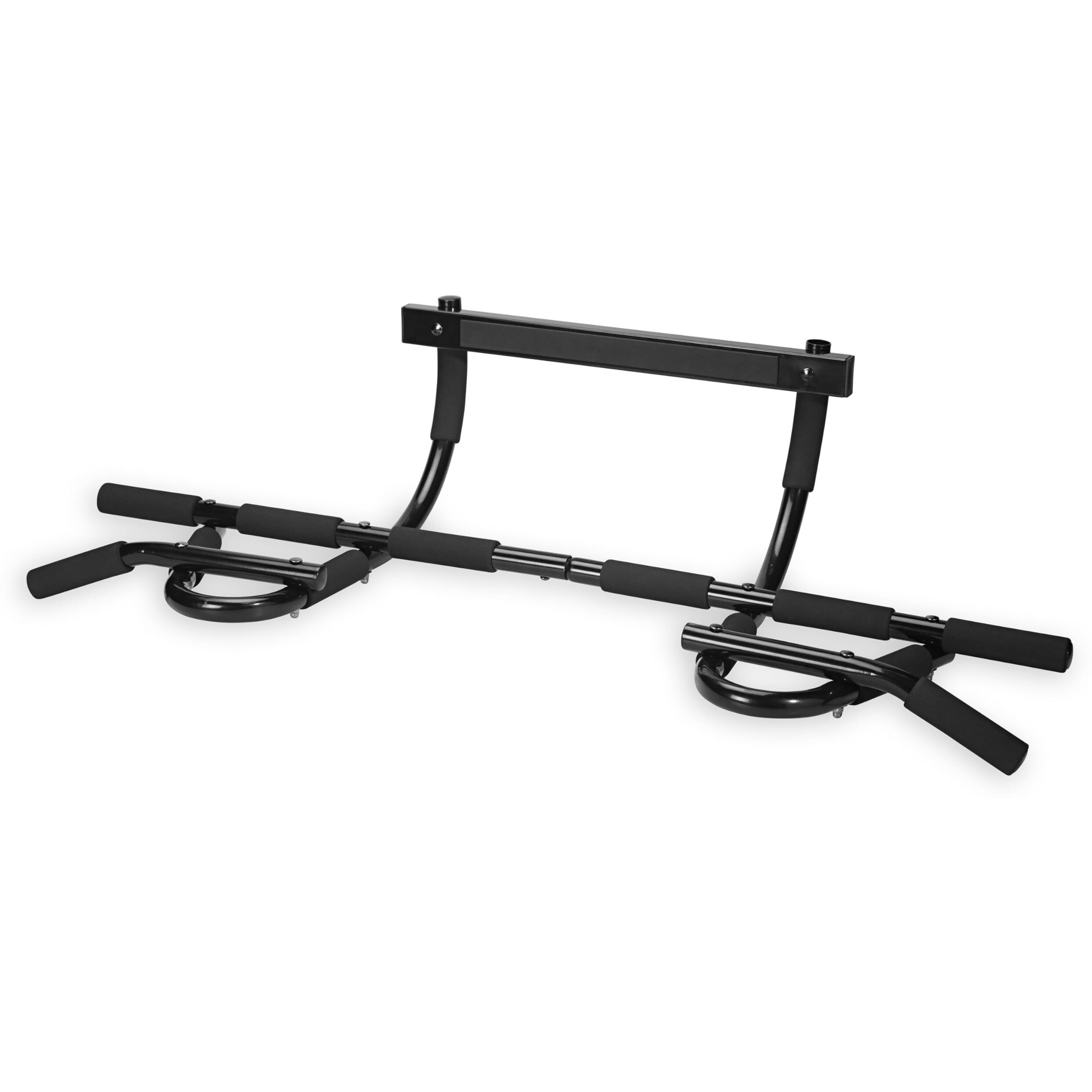 Spri Pull Up Bar - 8-Grip Door Frame Mounting Pull-Up Bar For Versatile Workouts - Rugged Steel Frame With Foam Handles - Supports 300 Pounds - Fits Door Frames Up To 32 In. Wide - Black)