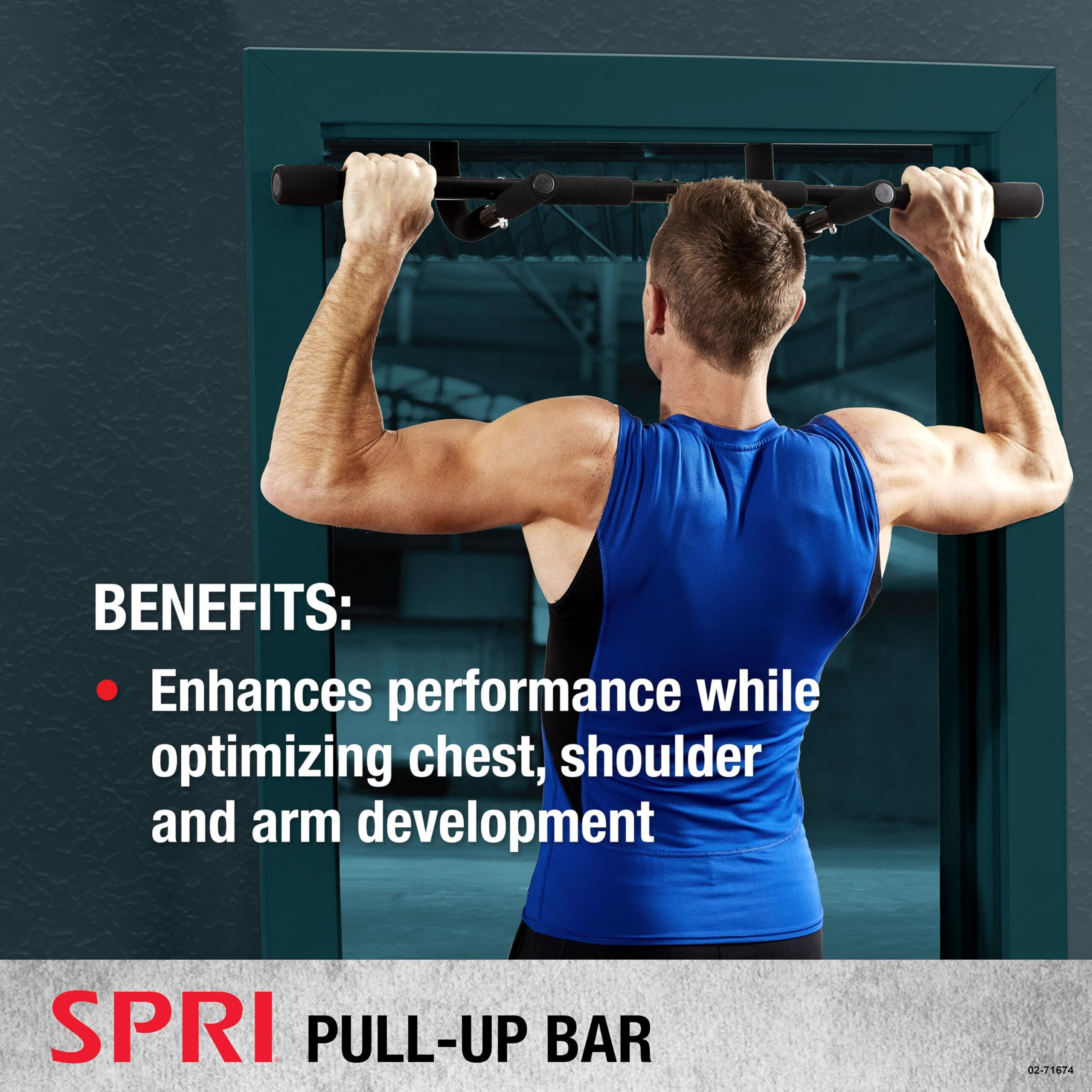 Spri Pull Up Bar - 8-Grip Door Frame Mounting Pull-Up Bar For Versatile Workouts - Rugged Steel Frame With Foam Handles - Supports 300 Pounds - Fits Door Frames Up To 32 In. Wide - Black)
