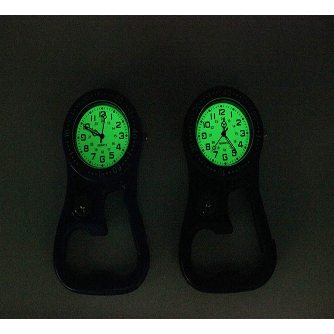 Zovedaiug Clip-On Quartz Carabiner Watch With Bottle Opener, Backpack Waterproof And Shockproof Pocket Watch Glow In The Dark Outdoor Clip On Watch