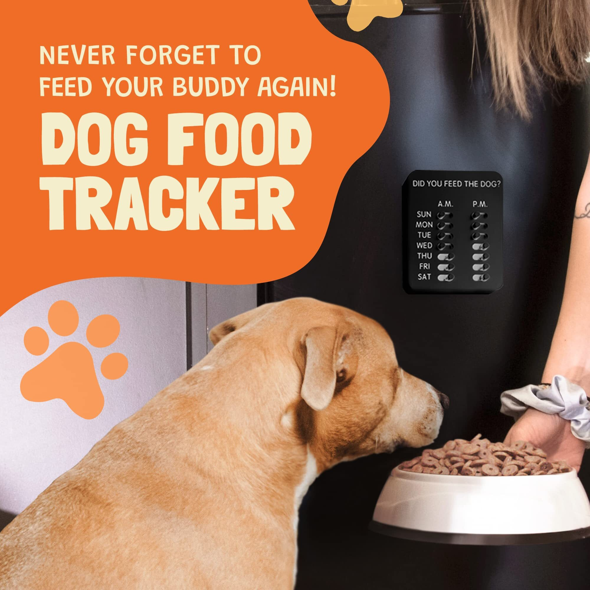 Did You Feed The Dog (Black) Pet Feeding Reminder, Magnetic, Sliders, Wall-Mount