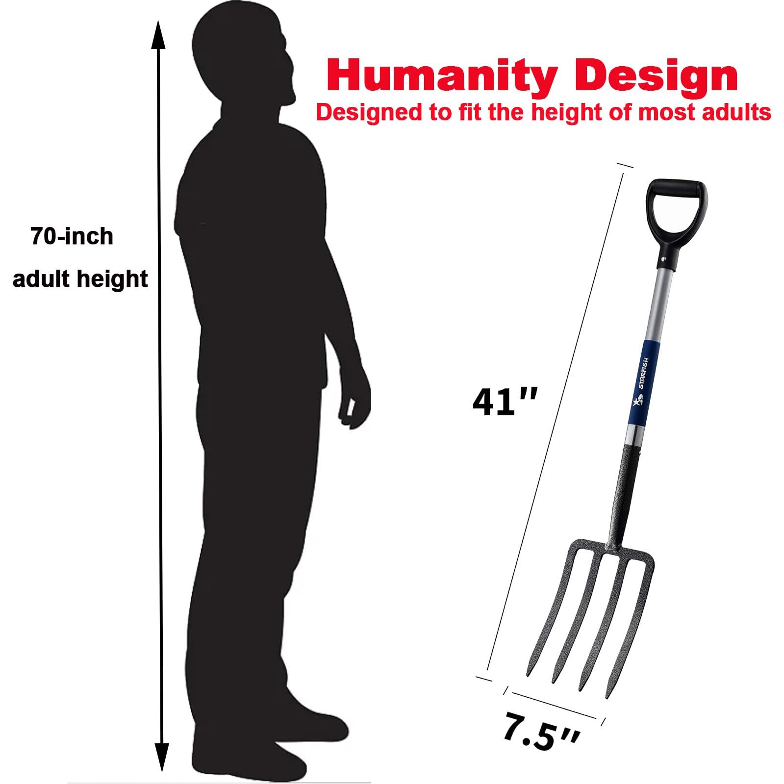 Mujocooker 4-Tine Spading Digging Fork, Garden Digging Spading Fork Forged Steel With D-Grip Handle 41