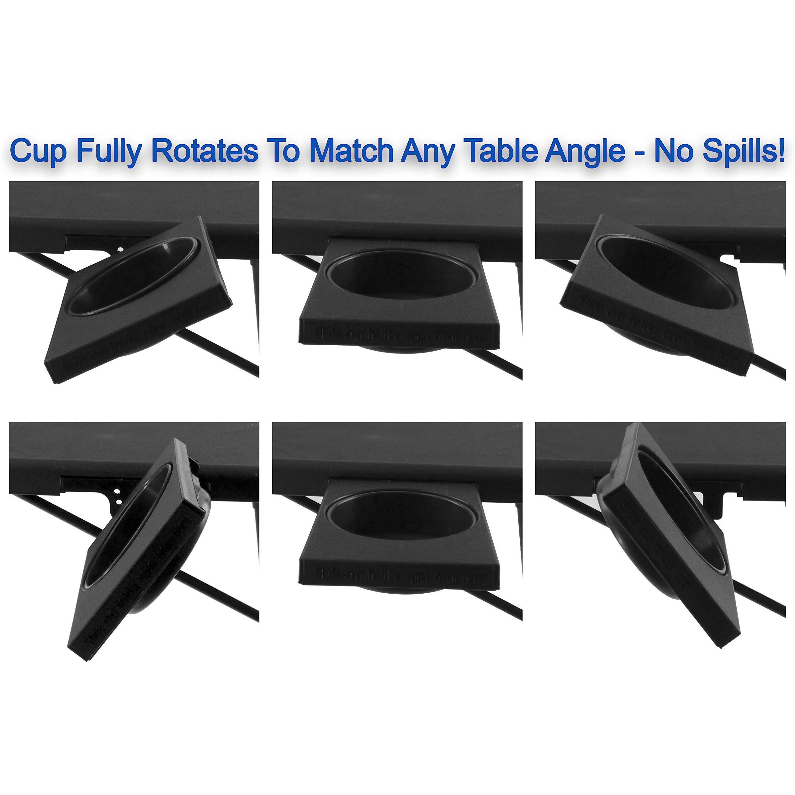 Portable Foldable Tv Tray Table Deluxe - Laptop, Eating, Drawing Tray Table Stand With Adjustable Tray With Sliding Adjustable Cup Holder (Black)