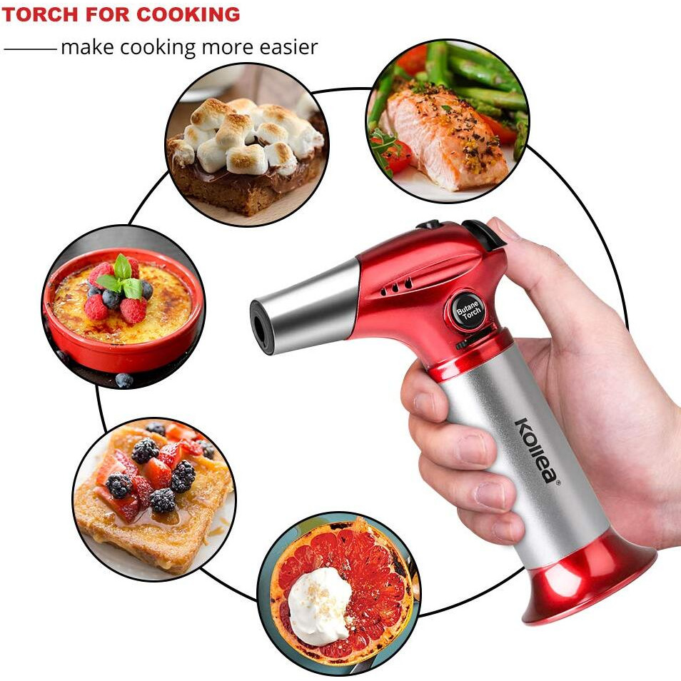 Butane Torch, Kollea Mini Torch Kitchen Blow Torch Creme Brulee Torch Refillable Torch Lighter, Cooking Torch With Safety Lock & Adjustable Flame For Baking, Crafts, Bbq (Butane Gas Not Included)