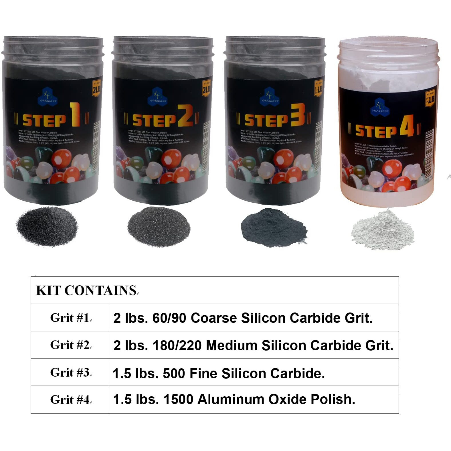 Yhaspace 7 Pounds Rock Tumbler Grit Kit - Rock Polishing Grit Media Rock Tumbler Refill Grit Media Kit Rock Tumbler Grit Refill Kit
