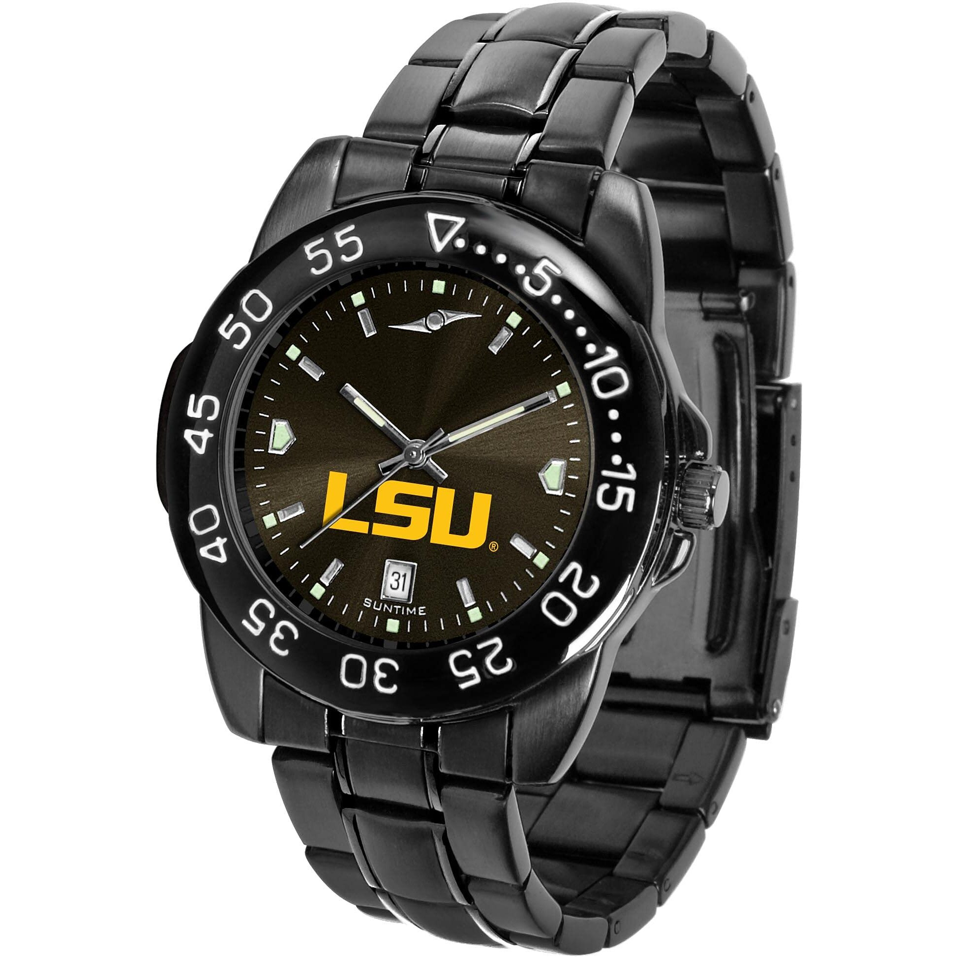 Suntime Men's Fantom Quadrant Collegiate Sport Watch All Black - Lsu Tigers