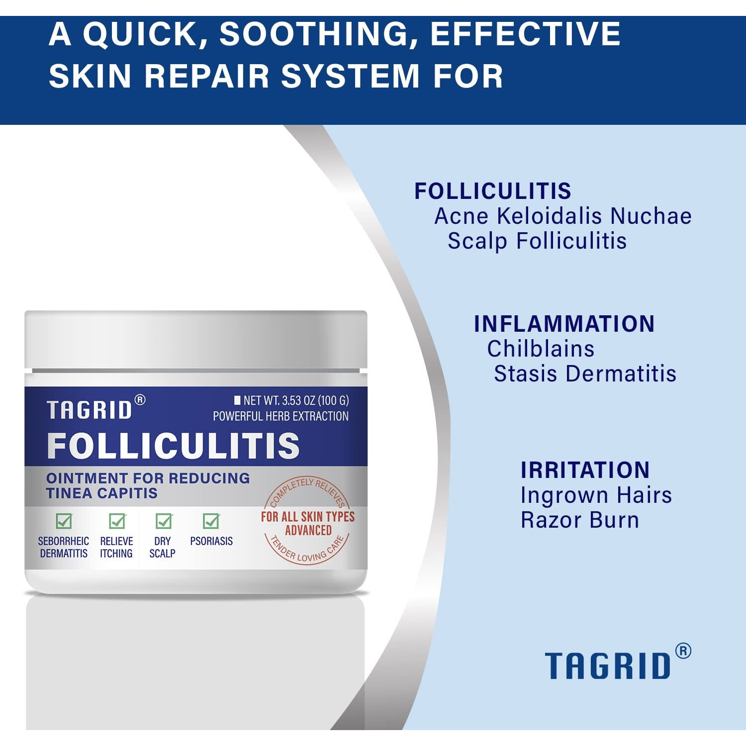 Tagrid Folliculitis, Folliculitis Treatment, Severe Folliculitis Treatment, Lichen, Folliculitis Cream - Safe & Fast - 100G