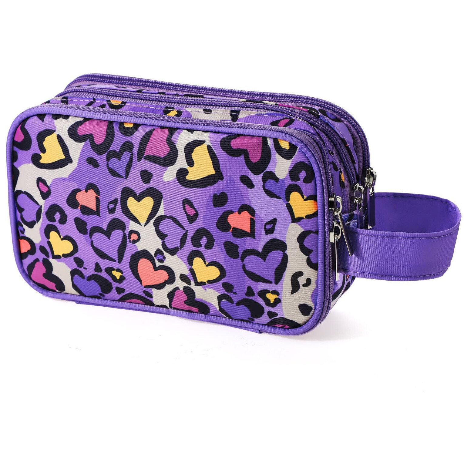 Vipdeal Kids Toiletry Bag For Girls, Travel Toiletry Bag For Little Young Girls Cosmetic Bag Makeup Bag Waterproof Hanging Wash Bag Toddler Toiletries, Leopard Purple