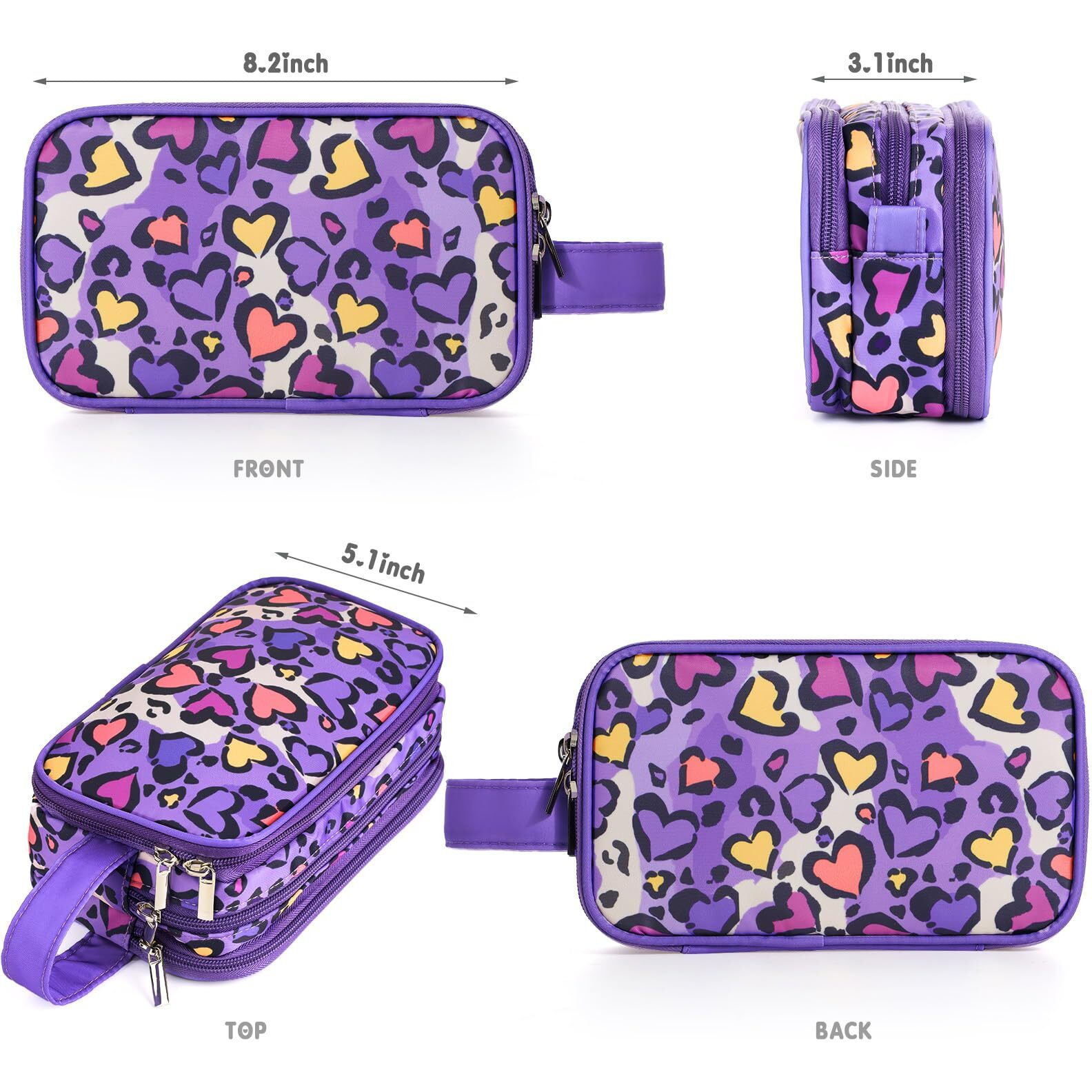 Vipdeal Kids Toiletry Bag For Girls, Travel Toiletry Bag For Little Young Girls Cosmetic Bag Makeup Bag Waterproof Hanging Wash Bag Toddler Toiletries, Leopard Purple