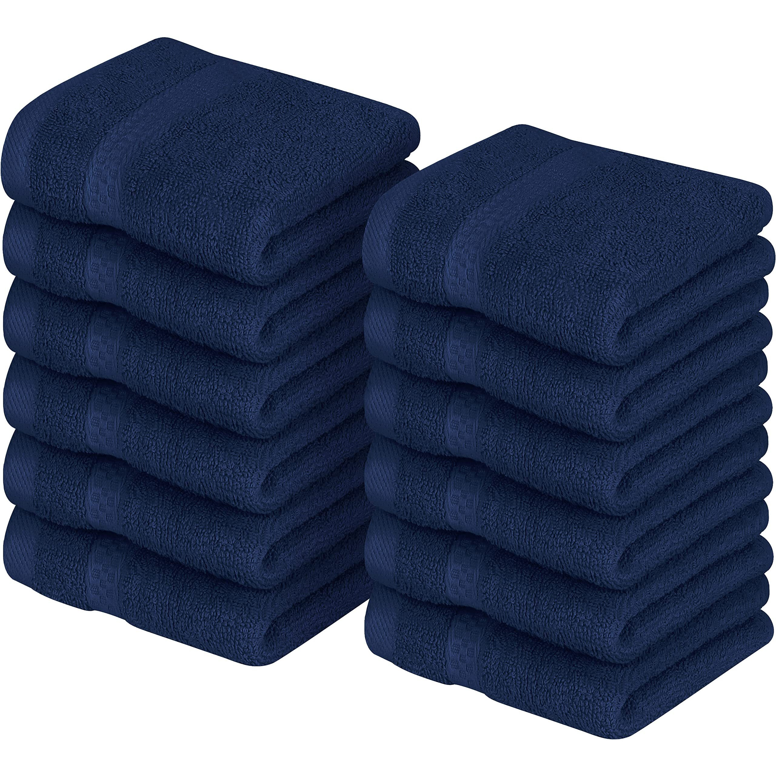 Utopia Towels [12 Pack Premium Wash Cloths Set (12 X 12 Inches) 100% Cotton Ring Spun, Highly Absorbent And Soft Feel Essential Washcloths For Bathroom, Spa, Gym, And Face Towel (Navy Blue)