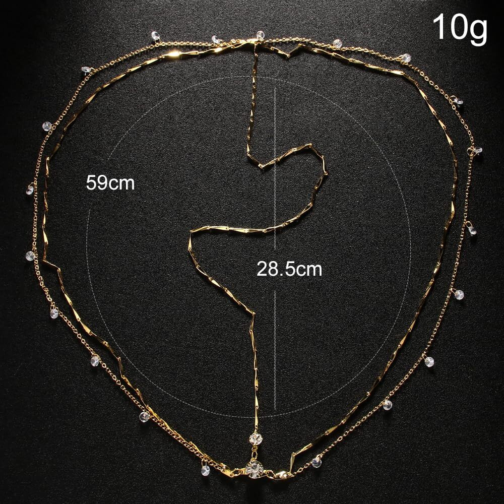 Stonefans Rhinestone Head Chain Jewelry Silver Bride Headpiece Wedding Headbands Chain Layered Festival Prom Hair Accessories For Women And Girls (Gold)