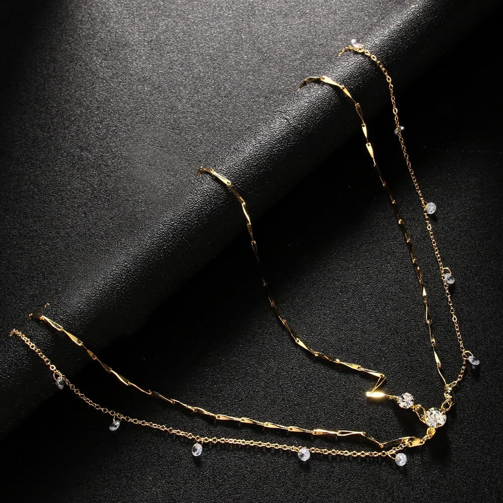 Stonefans Rhinestone Head Chain Jewelry Silver Bride Headpiece Wedding Headbands Chain Layered Festival Prom Hair Accessories For Women And Girls (Gold)