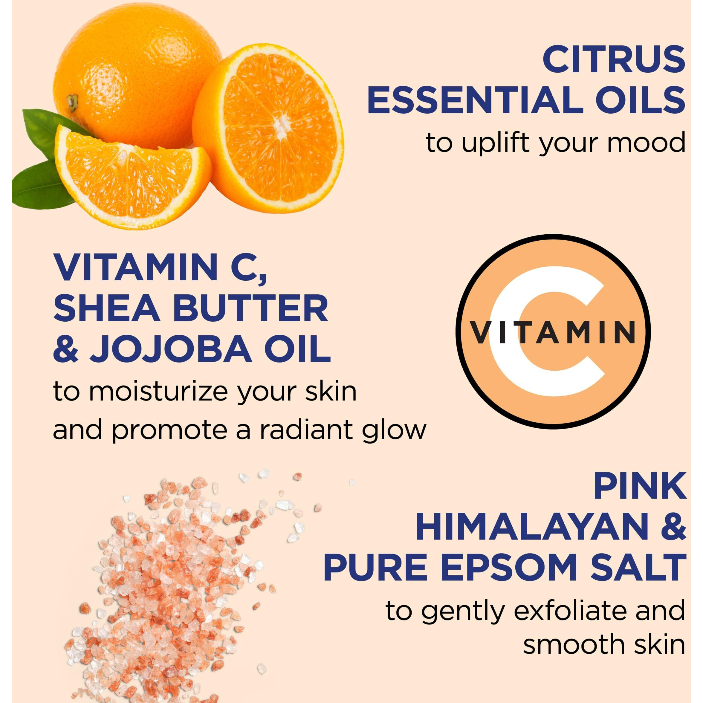 Dr Teal's Pink Himalayan Salt Body Scrub, Glow & Radiance With Pure Epsom Salt & Citrus Essential Oils 16 Oz (Pack Of 3) (Packaging May Vary)