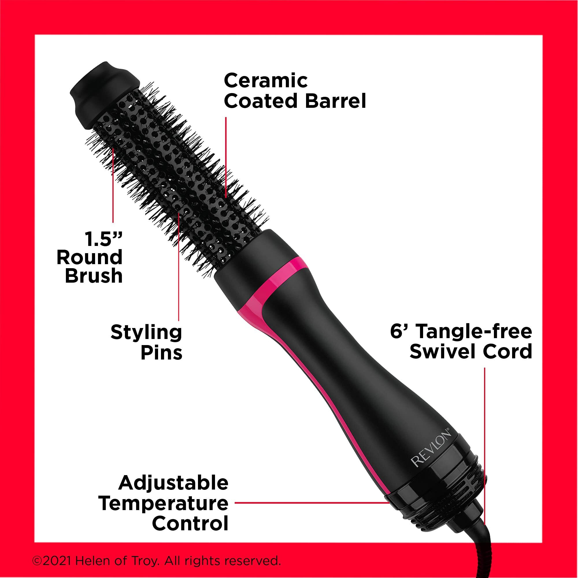Revlon One Step Root Booster Round Brush Dryer And Hair Styler | Fight Frizz And Add Volume, (1-1/2 In)