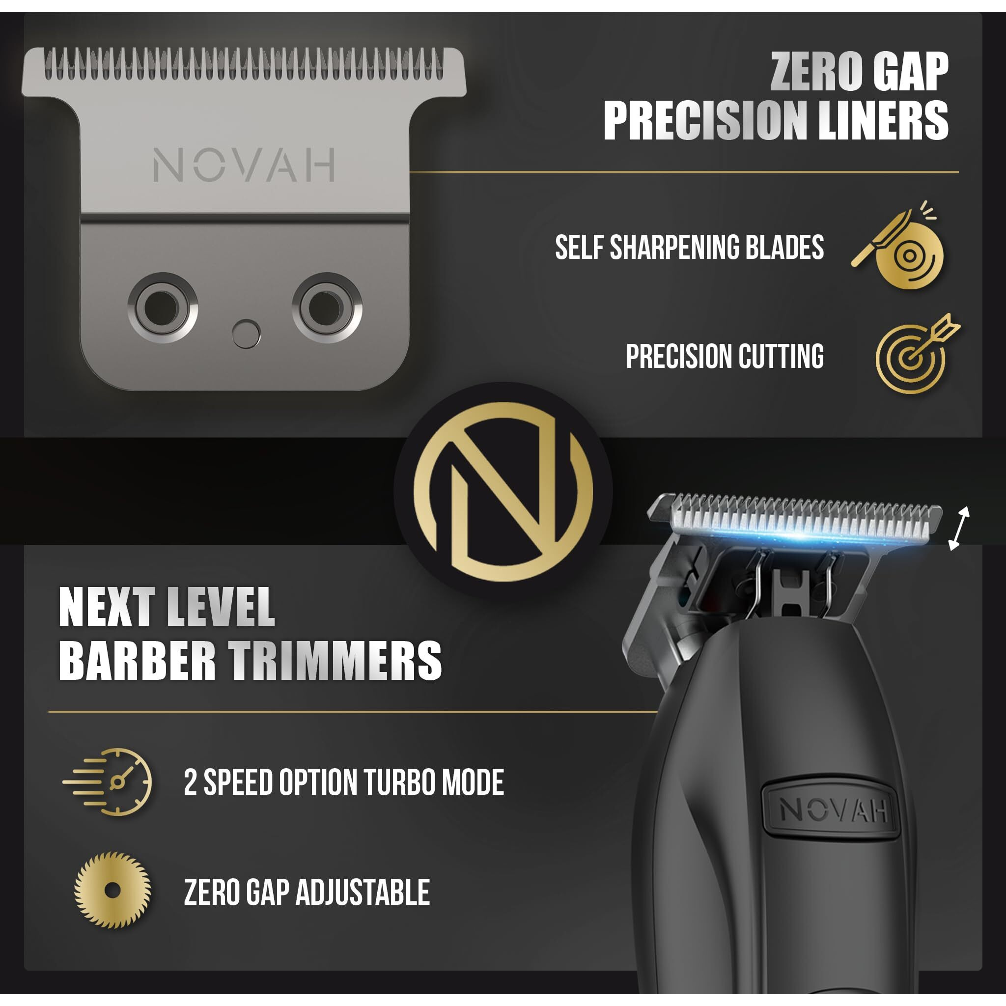 Novah Grooming Hair Trimmer, Cordless T Trimmer For Men, Professional Clippers For Barbers, 0 Gap T Outliner