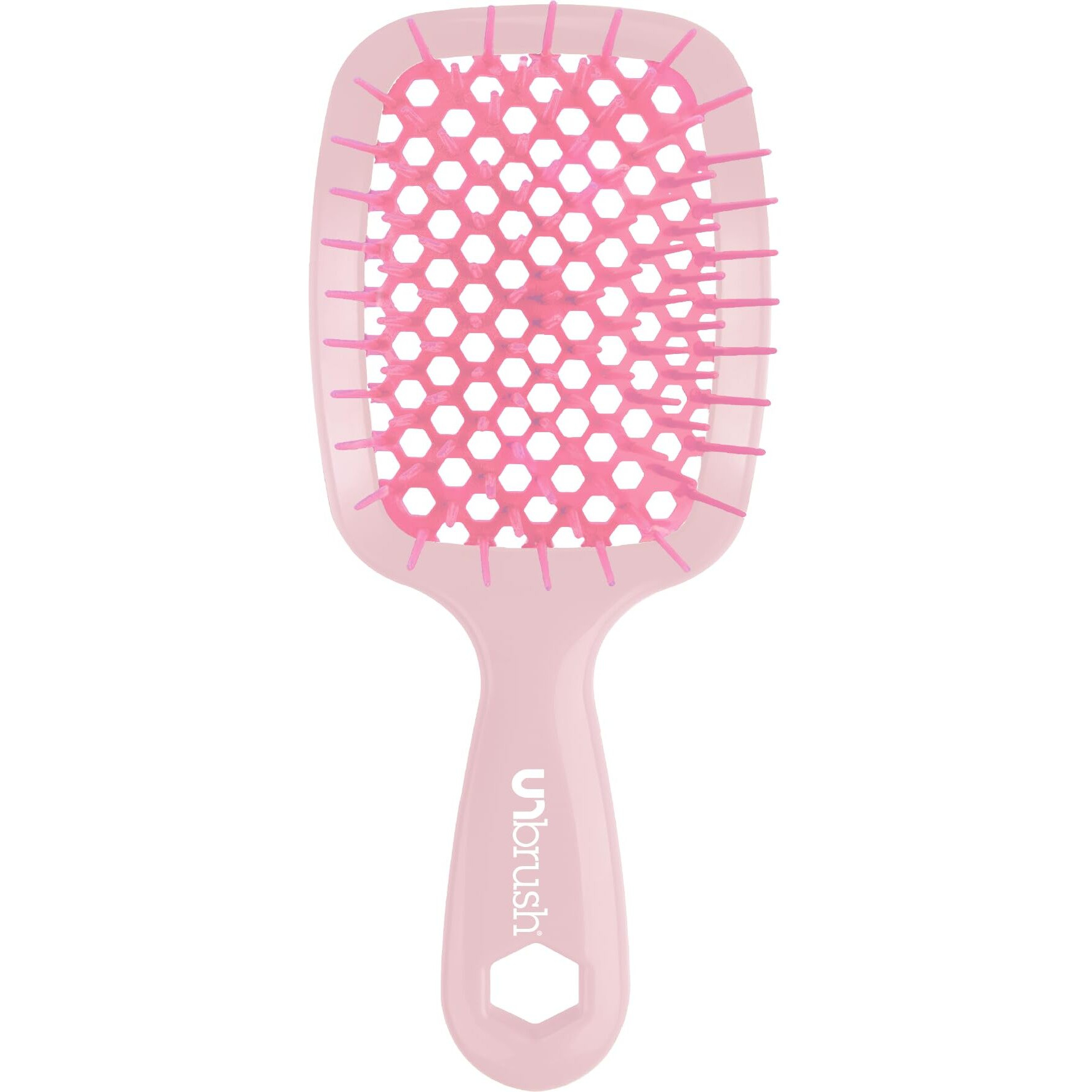 Fhi Heat Unbrush Mini Detangler Brush For Pain-Free Brushing On All Wet Or Dry Hair Types - Durable Duoflex Anti-Static Bristles, Lightweight Handle, Vented Mini Hair Brush, Peony Light Pink