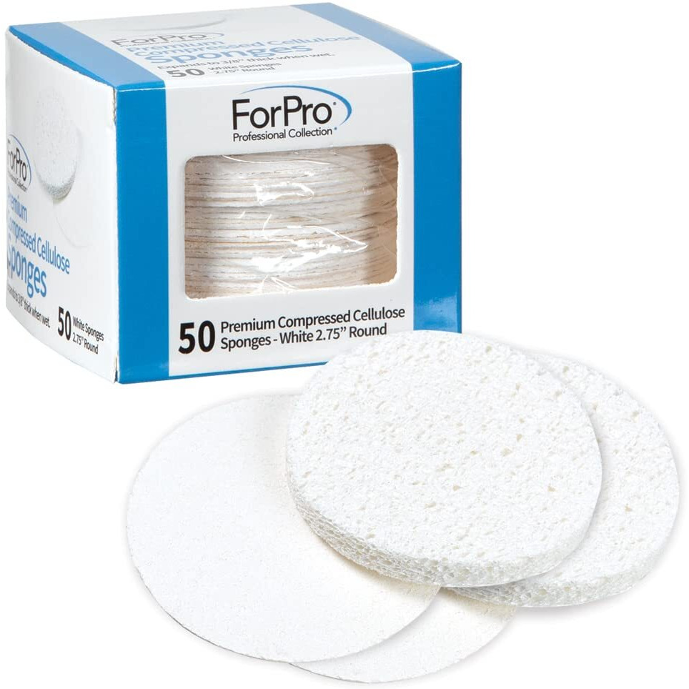 Forpro Premium Compressed Facial Sponges, 50-Count Cellulose Sponges For Facial Cleaning, Exfoliating And Makeup Removal, 2.75"" Round, White