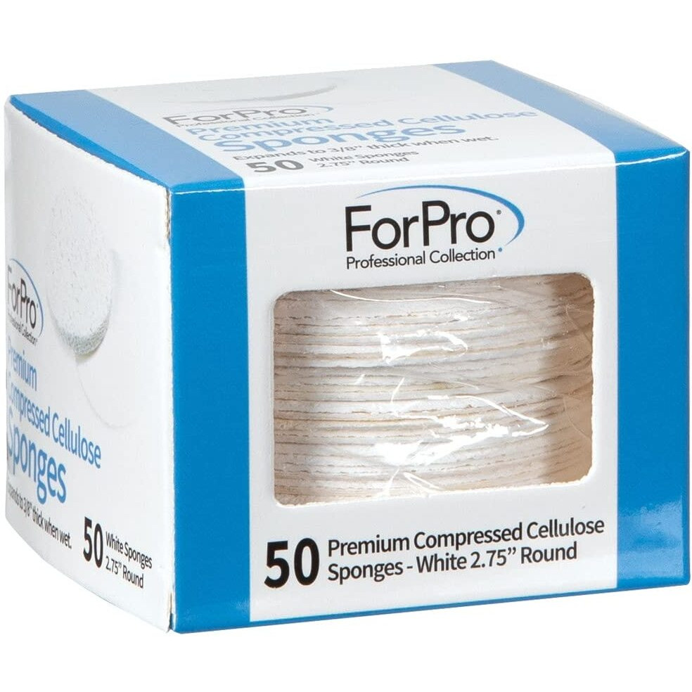 Forpro Premium Compressed Facial Sponges, 50-Count Cellulose Sponges For Facial Cleaning, Exfoliating And Makeup Removal, 2.75"" Round, White
