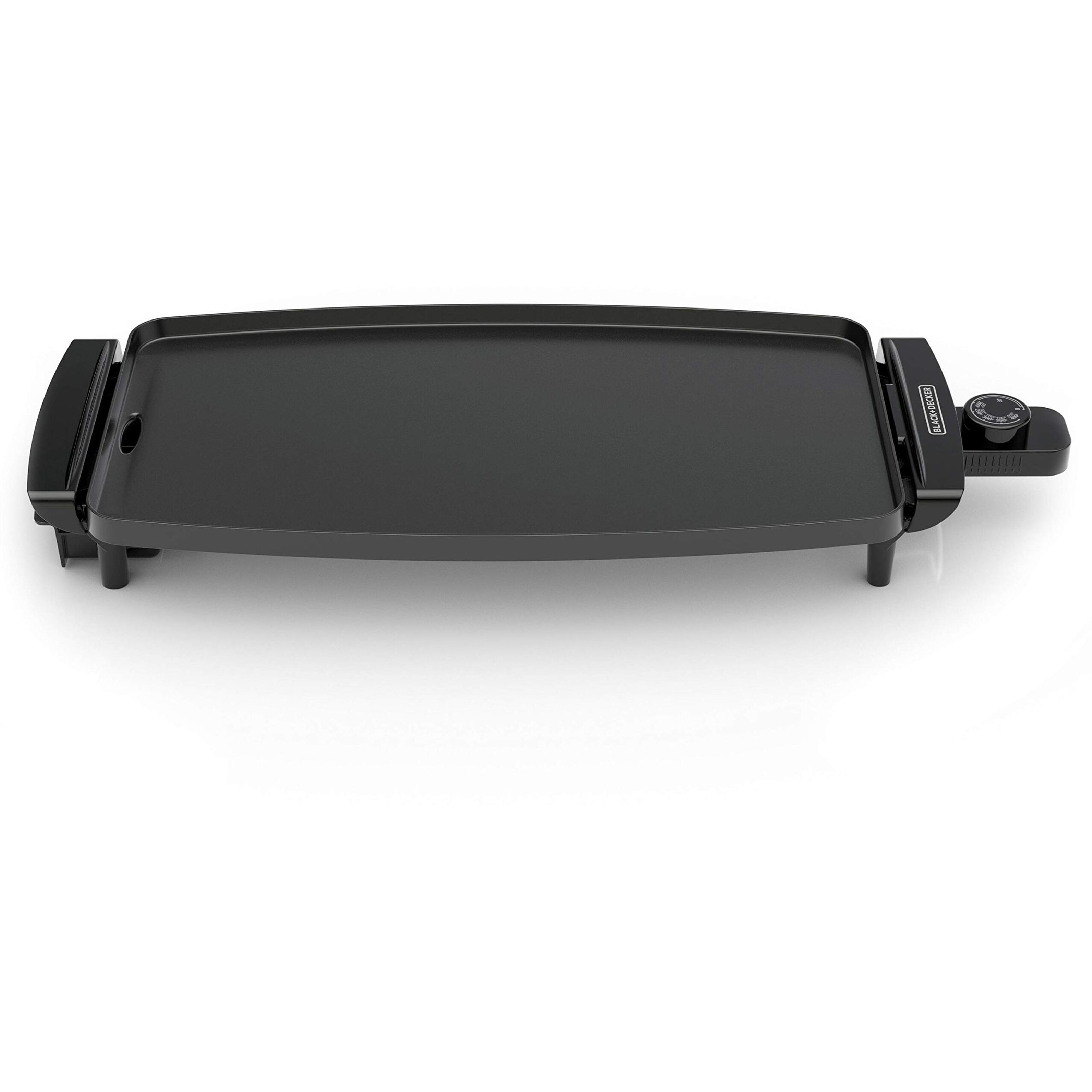 Black+Decker Electric Griddle With Removable Temperature Probe, Indoor Grill, Pancake Griddle, Black, Gd1810Bc