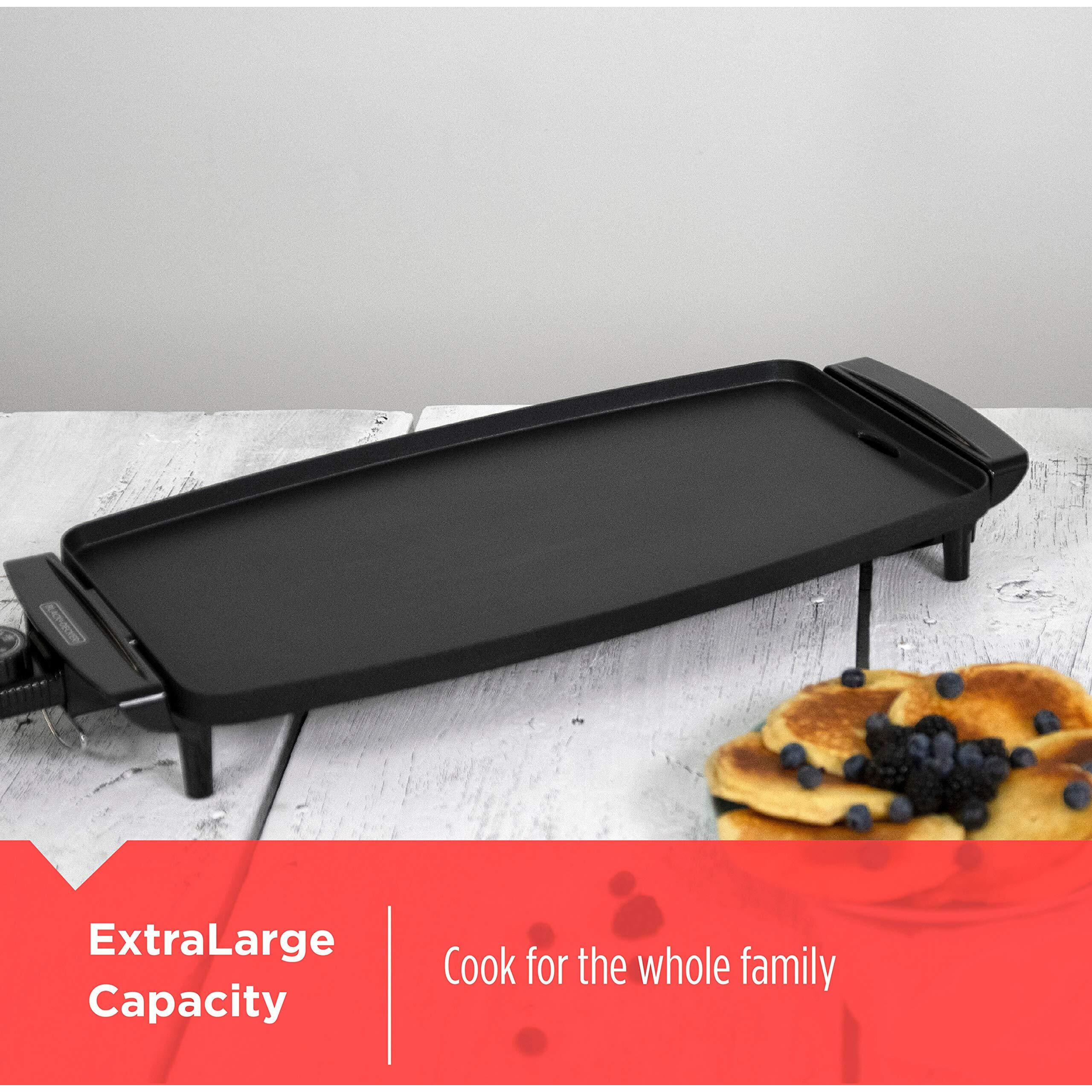 Black+Decker Electric Griddle With Removable Temperature Probe, Indoor Grill, Pancake Griddle, Black, Gd1810Bc