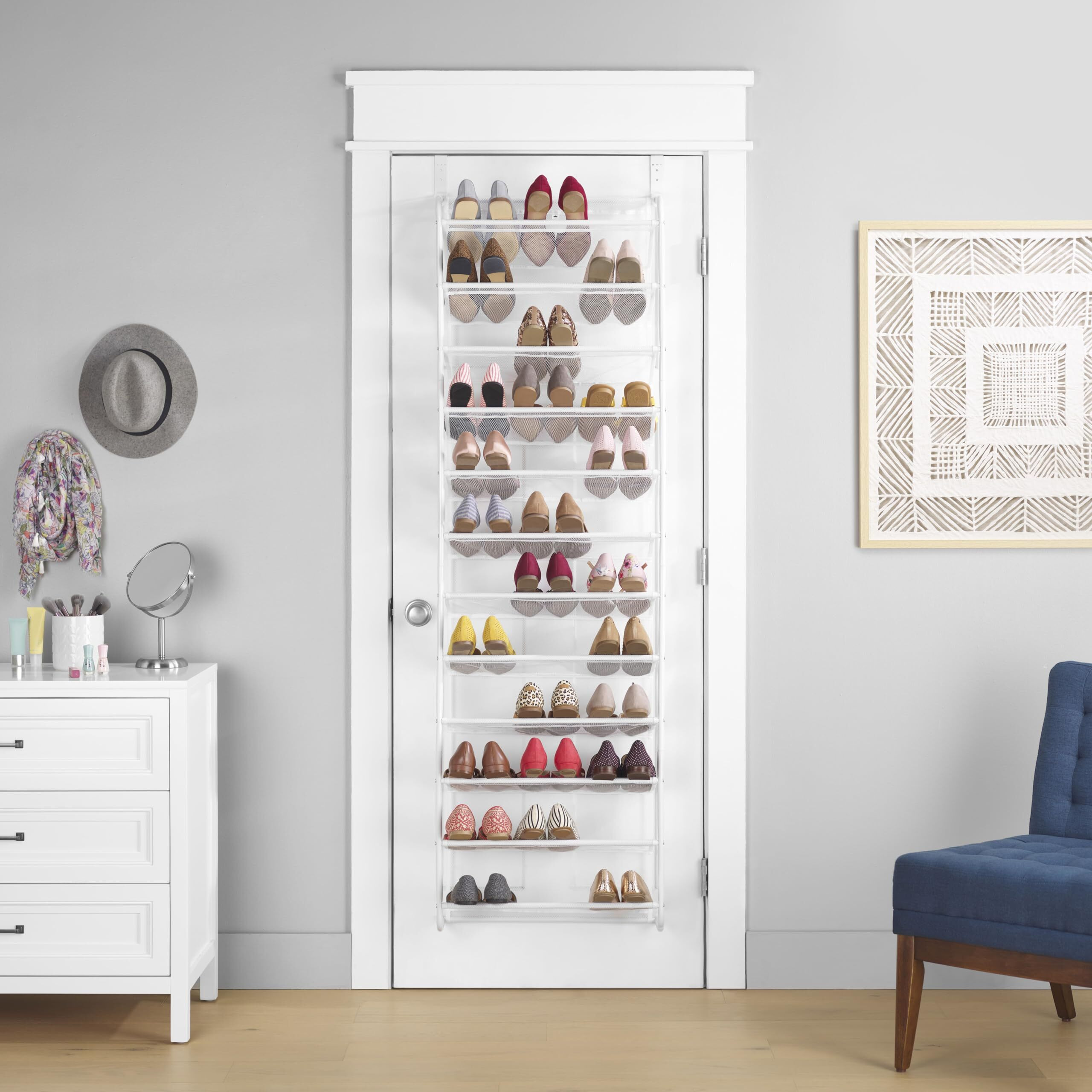 Whitmor 36 Pair Door Shoe Organizer, White