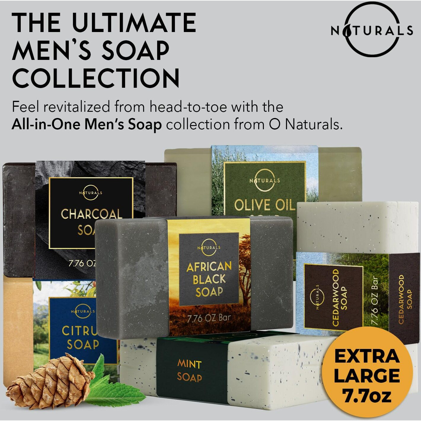 O Naturals Activated Charcoal Soap Bar For Men And Women - Detoxifying, Moisturizing, And Vegan - 4 Oz