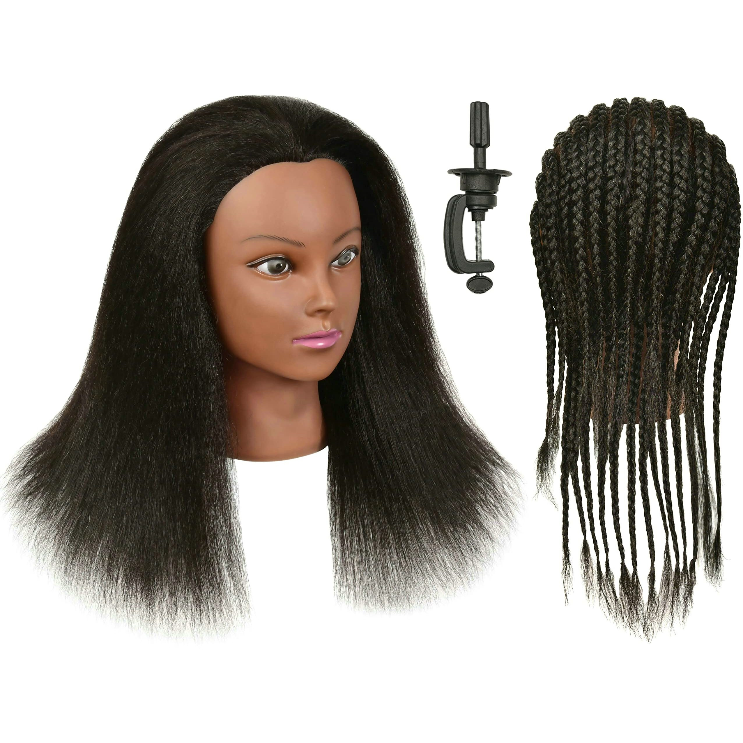 Qacieh Mannequin Head 100% Real Human Hair For Hairdresser Practice Styling Braiding Manikin Cosmetology Doll Training Head With Stand