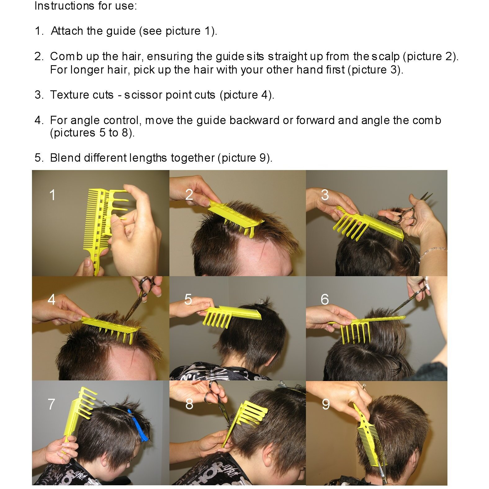 Combpal Scissor Clipper Over Comb Hair Cutting Tool - Barber Hair Cutting Kit - Diy Home Hair Cutting Guide Comb Set (Classic Set, Black)