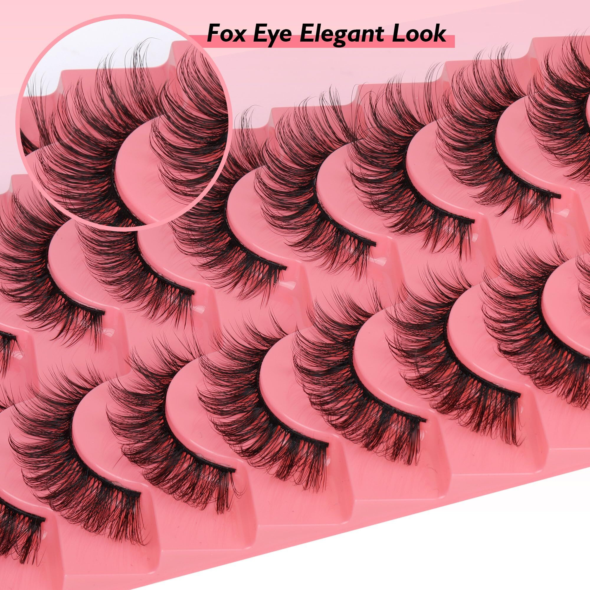 Jimire Natural Lashes Fluffy False Eyelashes Natural Look Wispy Faux Mink Lashes Short Cat Eye 15Mm False Lashes 8 Pairs Pack