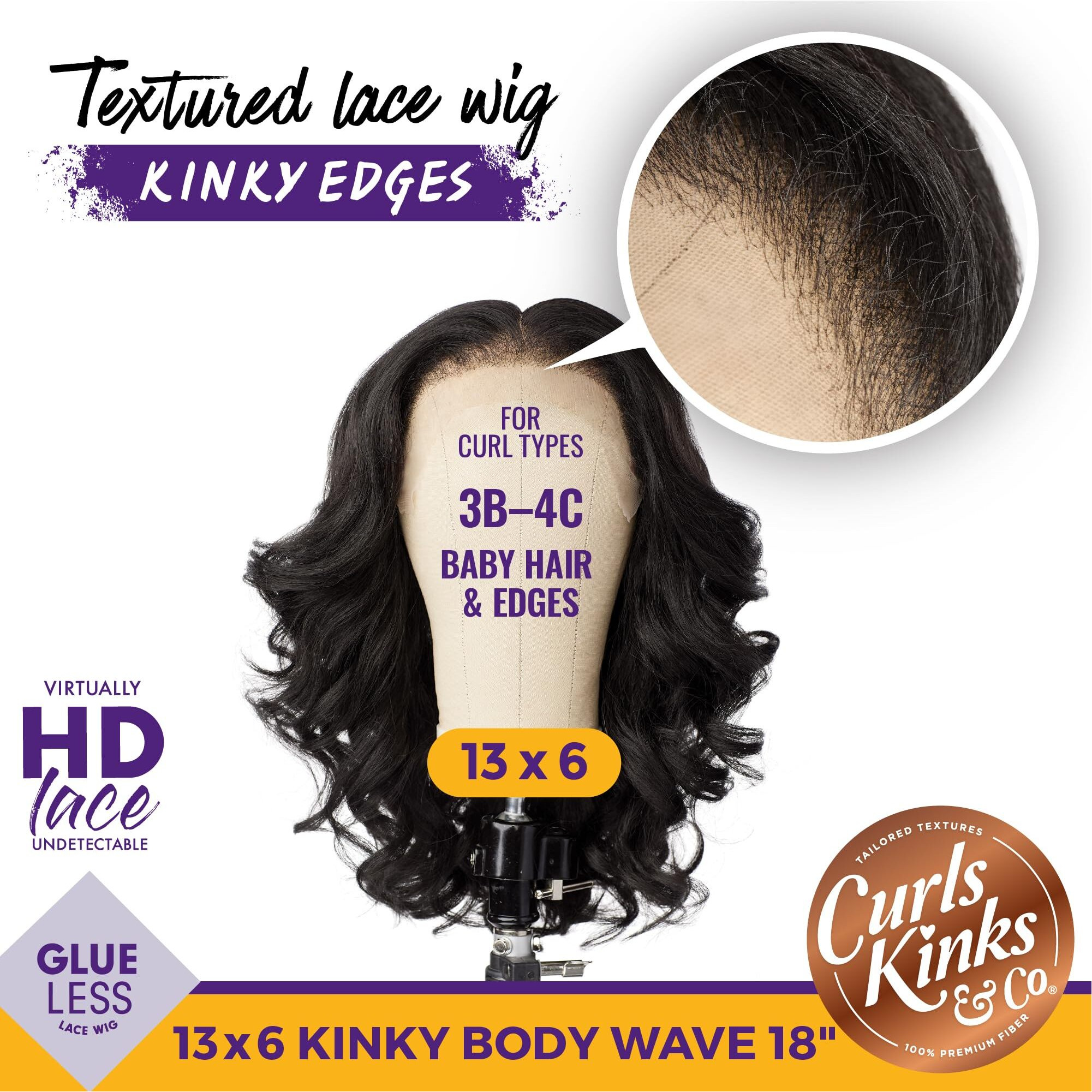 Sensationnel Kinky Edge 13X6 Lace Wigs - Kinky Edge Body Wave 18-Inch Glueless Synthetic Wig - Ckco Kinky Edge Body Wave 18 Inch (2 Darkbrown)
