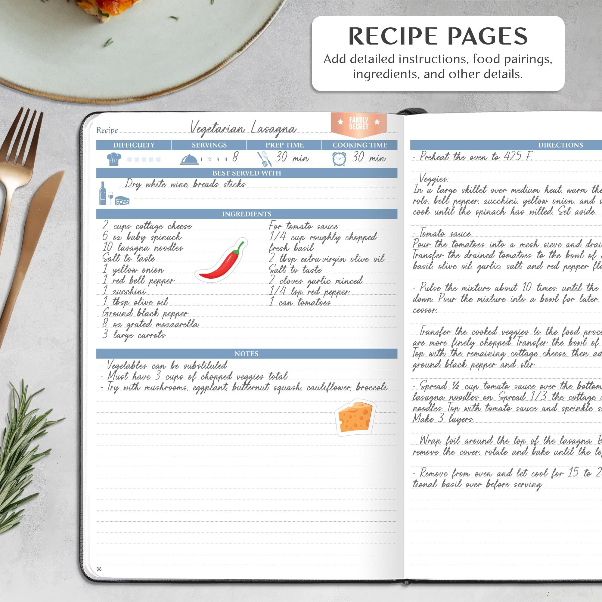 Legend Recipe Book - Blank Family Cookbook To Write In Your Own Recipes - Empty Cooking Journal - Personalized Cooking Notebook, Hardcover, Large 7   X10    Format, 58 Recipes Total (Black)