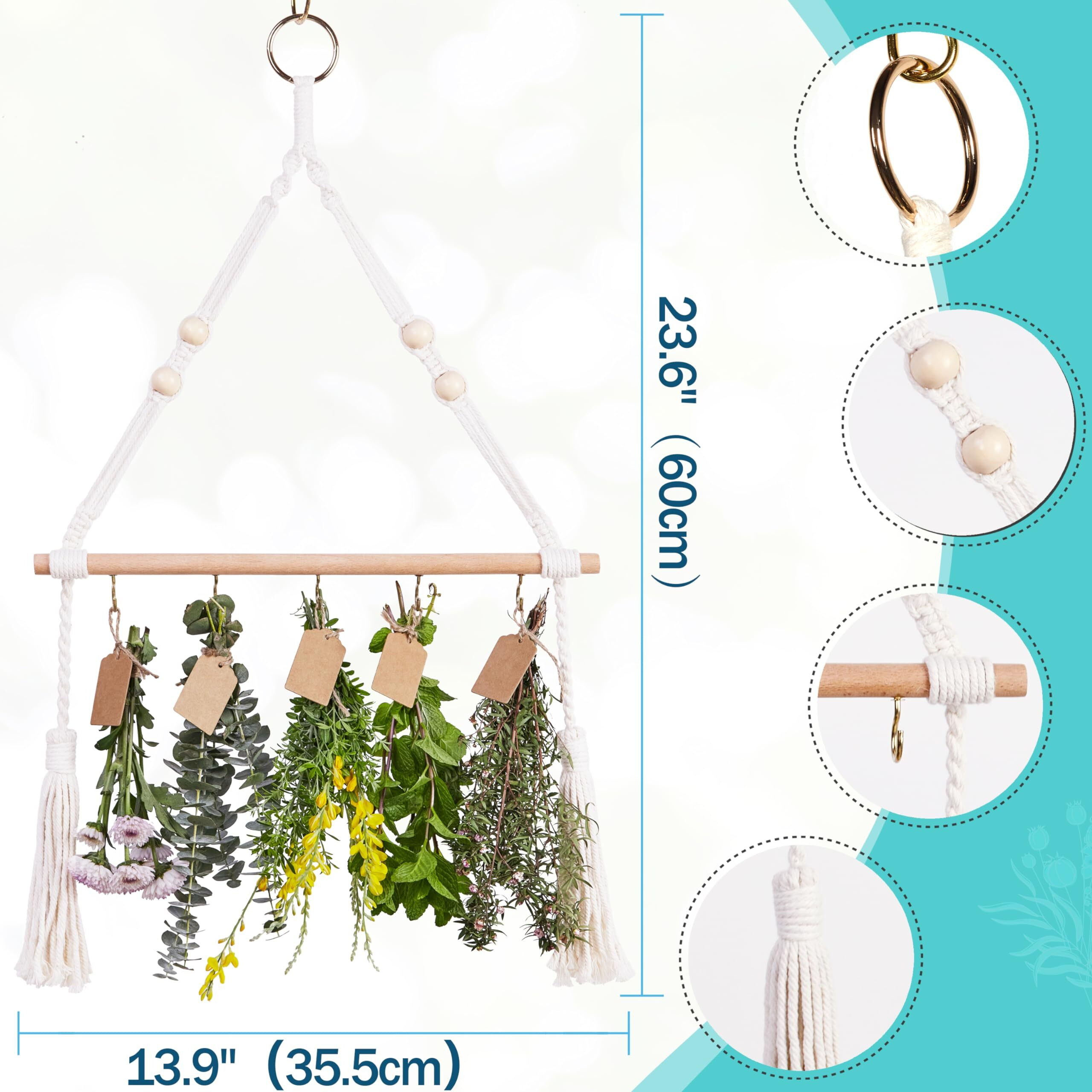 Protitous 2Pack Herb Drying Rack Flower Drying With 25Pcs Brown Gift Tags And 32Ft Natural Jute Twine Herb Dryer,Herb Drying Rack,Hanging Herb Dryer Rack