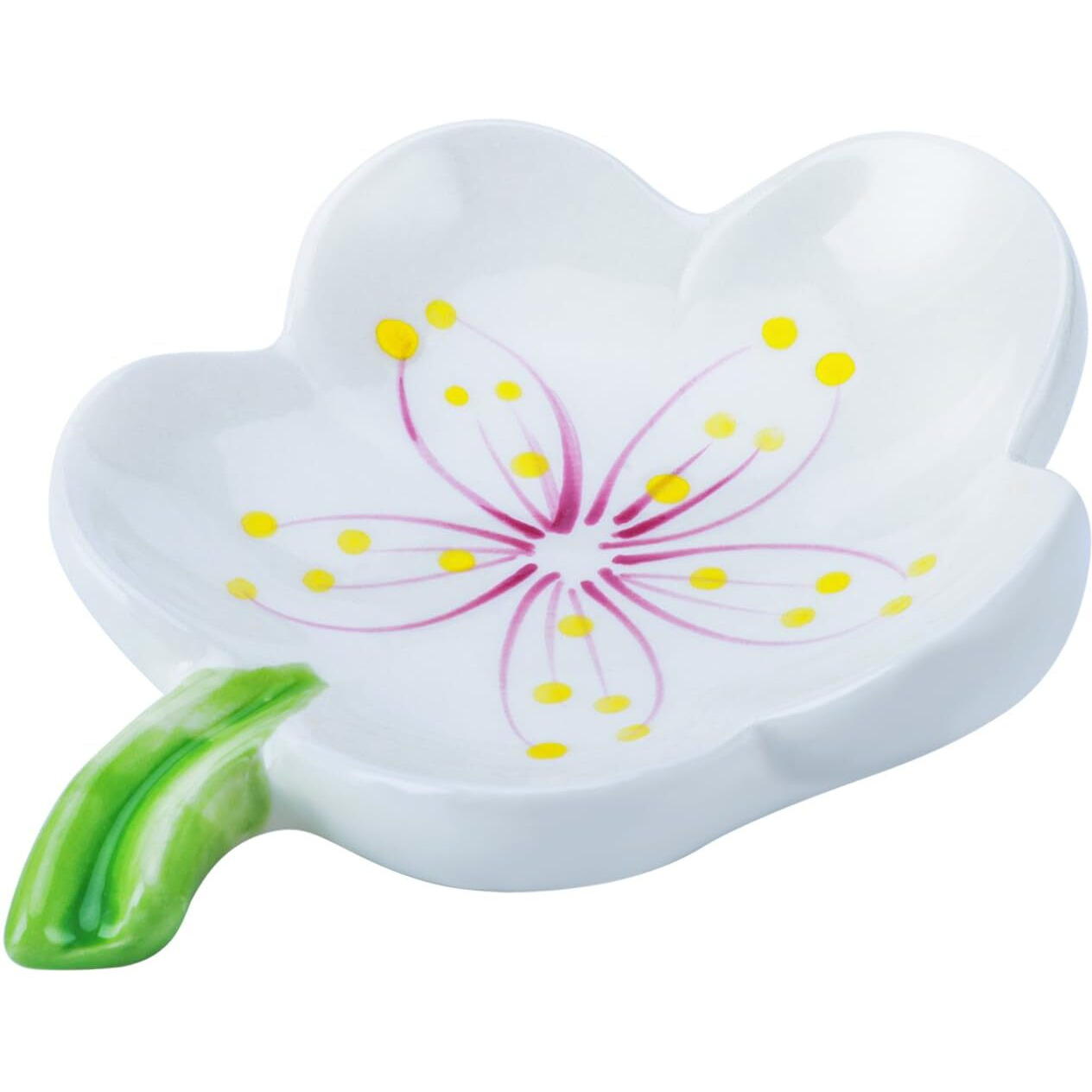 Hualisiji Ceramic Soap Dish For Shower Self Draining Soap Dish Ceramic Flower Shaped Soap Dish Sustainable Use For All Common Sizes Solid Soaps (White)