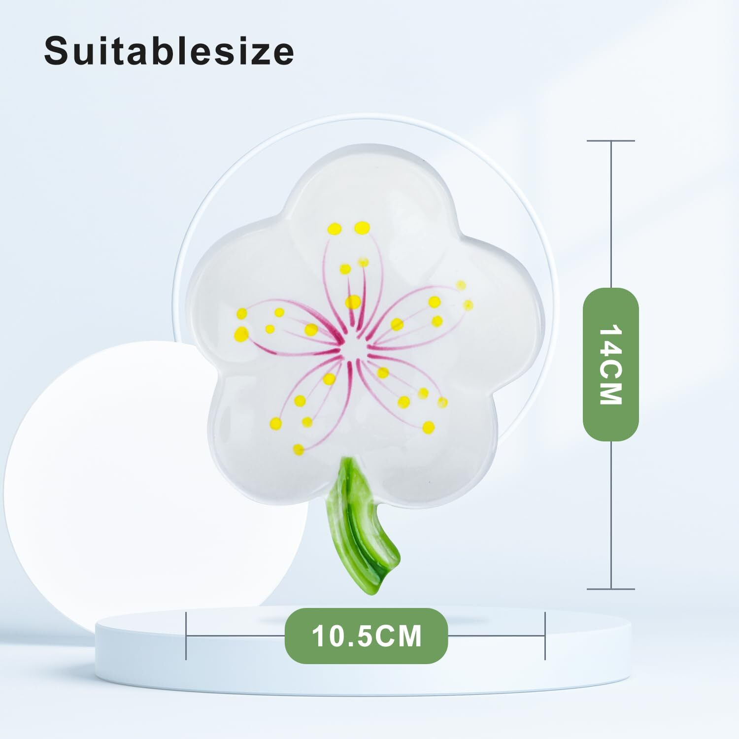 Hualisiji Ceramic Soap Dish For Shower Self Draining Soap Dish Ceramic Flower Shaped Soap Dish Sustainable Use For All Common Sizes Solid Soaps (White)