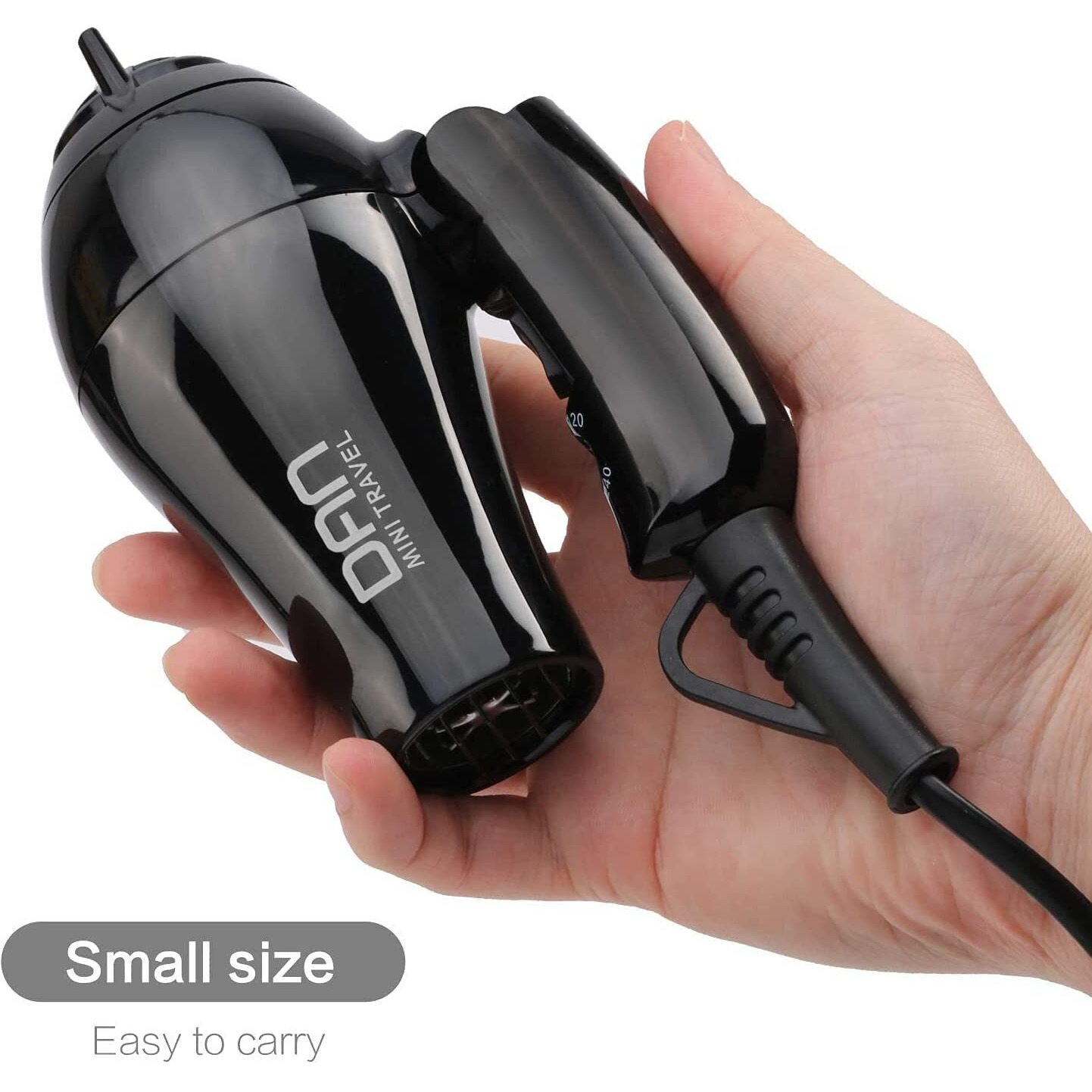 Dan Technology Travel Hair Dryer,Compact Hair Dryer,Portable Mini Blow Dryer With Concentrator&Diffuser,European Hair Dryer With European Plug,Folding Handle Lightweight,Fast Drying For Women And Men
