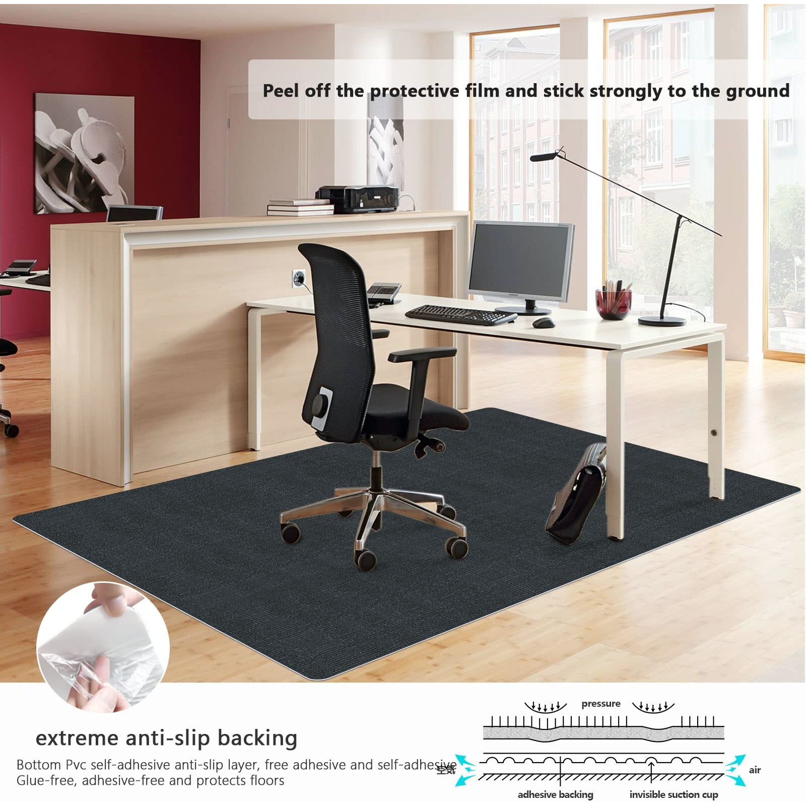 Floor Mat For Office Chair Desk Chair Mat For Carpet Desk Mat For Carpeted Floors Office Rug Hriiiiya Office Chair Mat Floor Protector For Carpeted Version Desk Carpet Anti Slip Rug Pad Hardwood