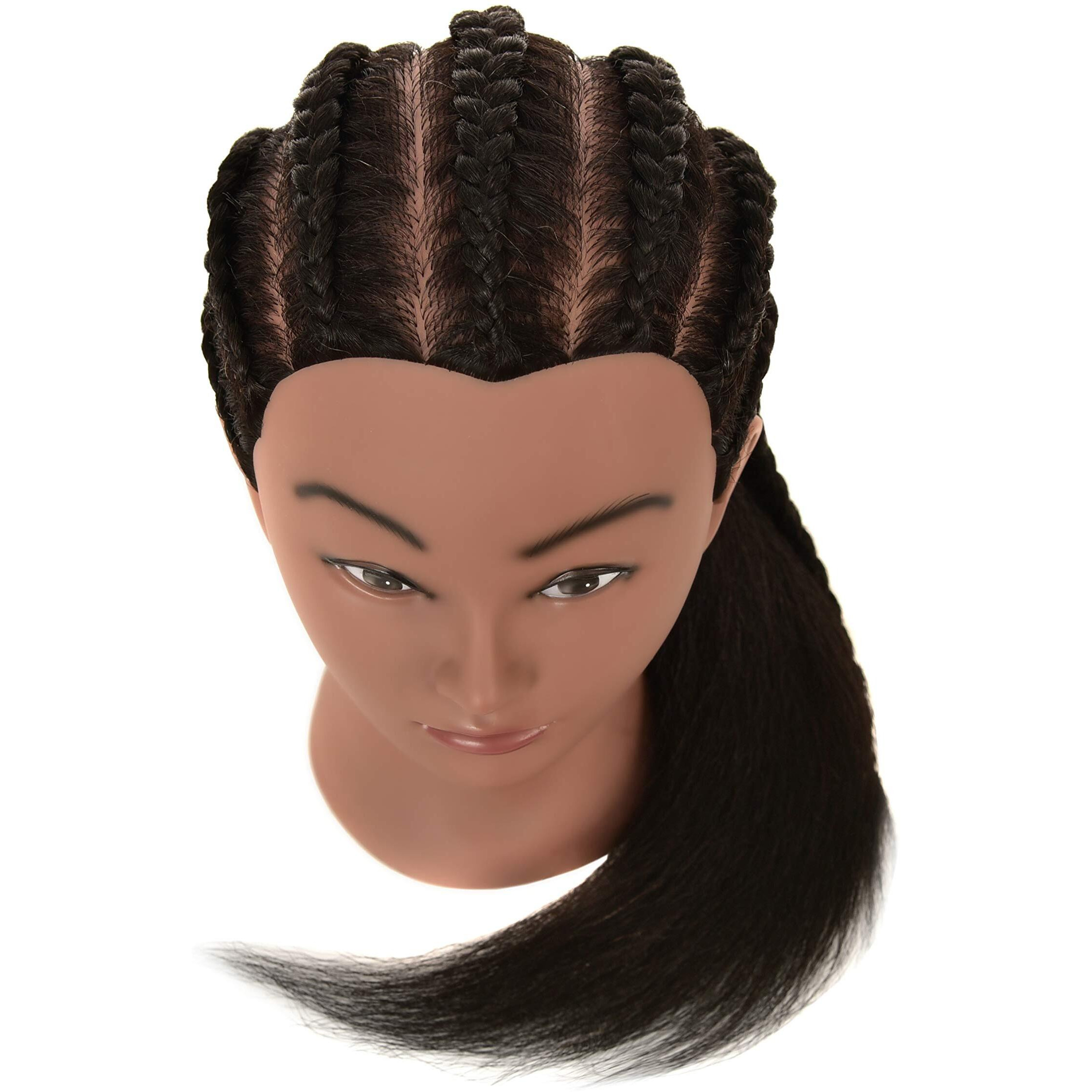 Rihannahair 100% Real Human Hair Mannequin Head With Stand Manikin Cosmetology Doll Training Head For Hairdresser Practice Braiding Styling Coloring Bleaching Dyeing Curling Cutting Display