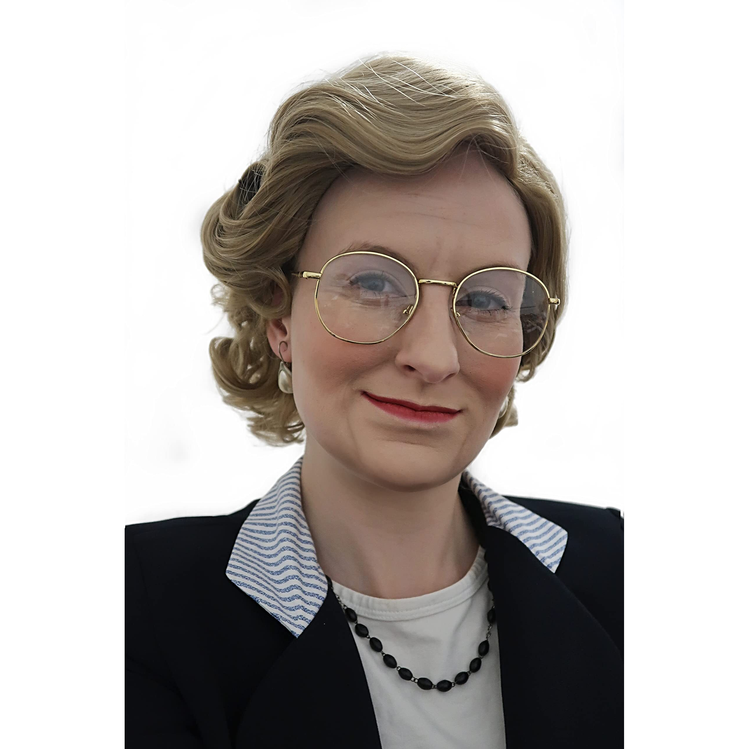 Allaura Mrs Doubt+Fire Old Lady Wig Short Wavy Costume Wig Womens Cosplay Wigs Grandma
