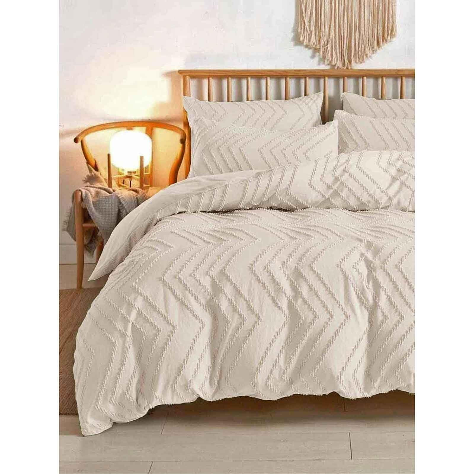 Nanko 2 Pack Standard Size Pillow Shams Set, Beige Boho Tufted Soft Microfiber Pillowcases,Modern Farmhouse Pillowshams For Men And Woman 20 X 26 Inch