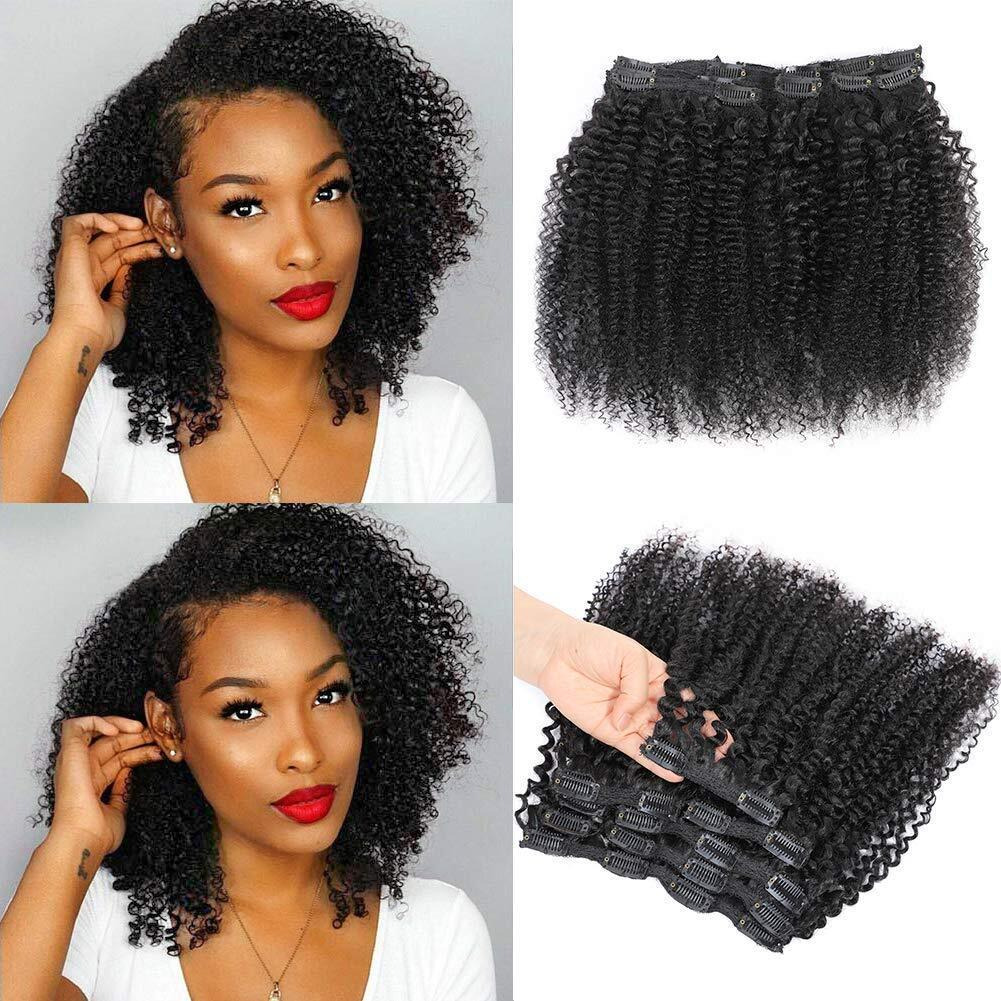 20 Inch Kinky Curly Clip In Hair Extensions For Black Women Human Hair, Urbeauty Curly Hair Extensions Clip In Human Hair, 3C Kinky Curly Hair Clip Ins For Women